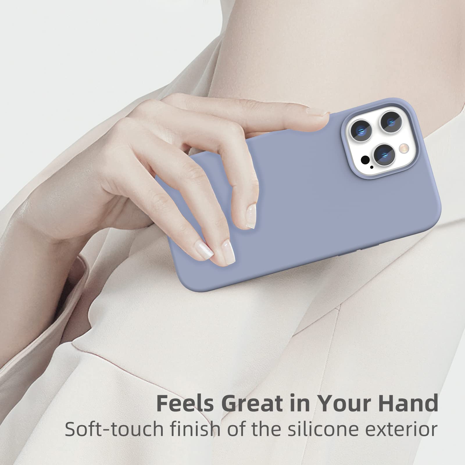 Premium Shockproof & Anti-Scratch Liquid Silicone Case for iPhone 13 Pro Max 6.7 Inch (2021) - Slim Protective Bumper Cover in Lavender Gray | Perfect for Daily Use, Outdoor Activities & Travel Protection