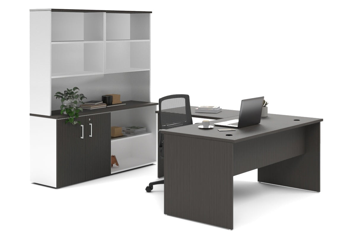 L-Shaped Executive Desk with Uniform Panel & White Carcass - 1600L x 1600W - Perfect for Home Office, Corporate Workspace & Modern Office Decor