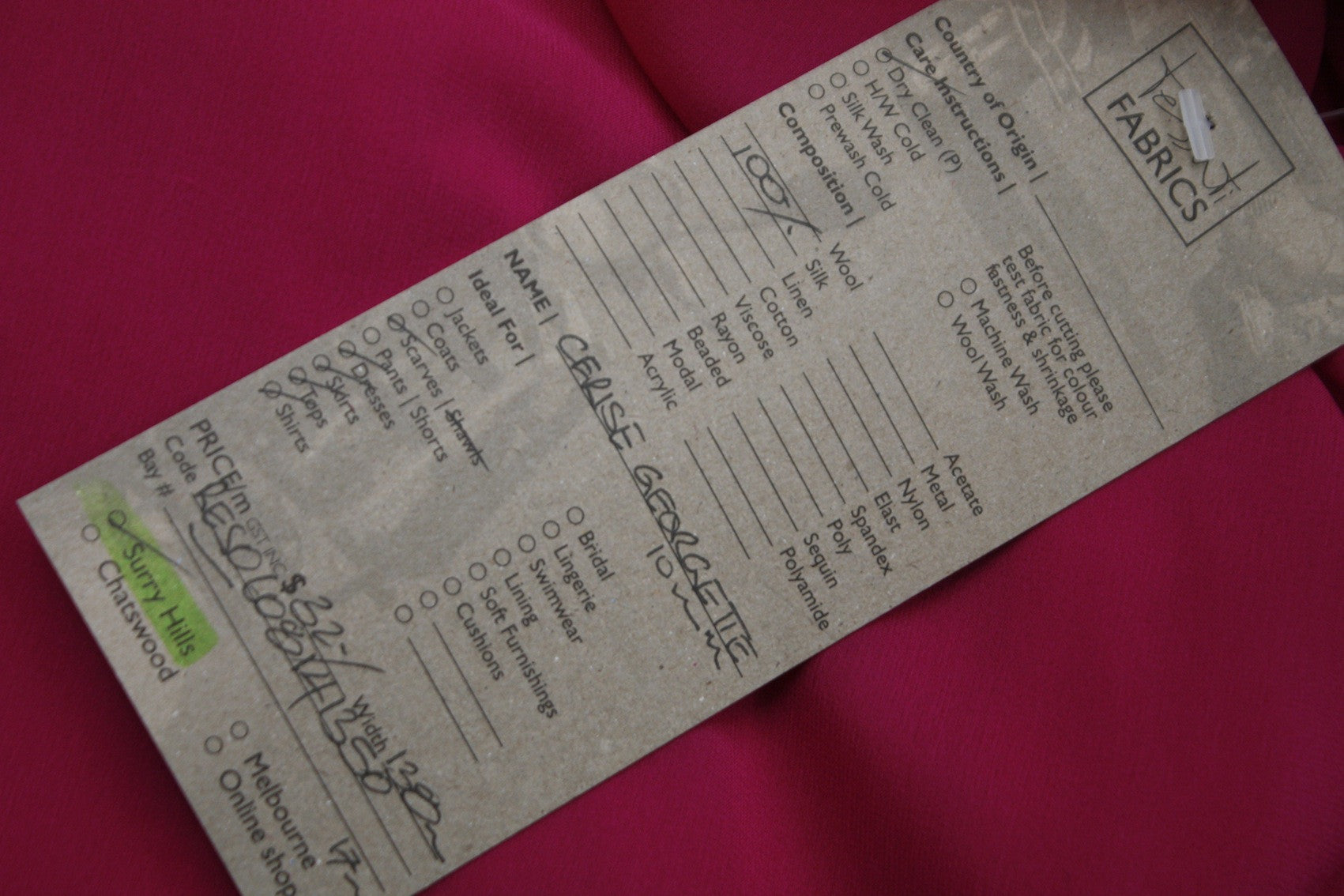 10mm Cerise Georgette Fabric - Lightweight & Flowy Chiffon Material for Dresses, Scarves & DIY Fashion Projects