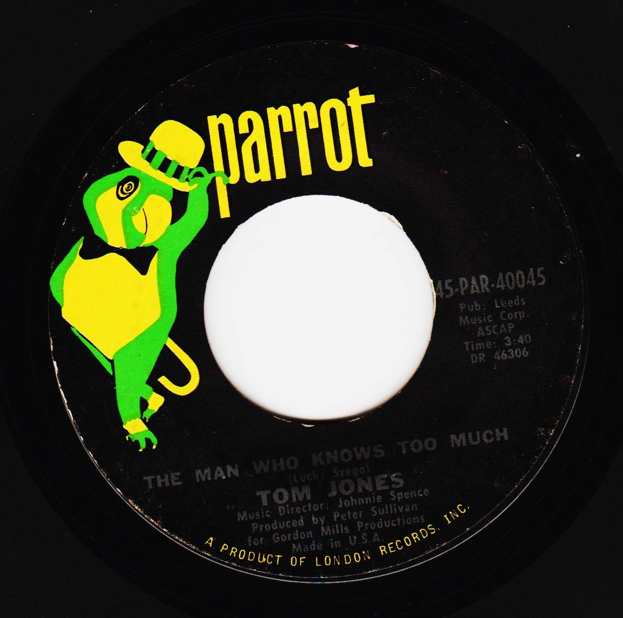 TOM JONES - Without Love There Is Nothing / The Man Who Knows Too Much - 45 RPM Vinyl Record - Classic Rock Collectible for Music Lovers & DJs