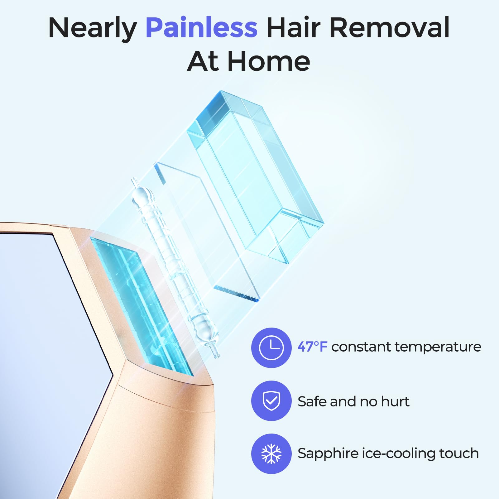 LUBEX IPL Laser Hair Removal Device with Sapphire Ice-Cooling Technology - Painless & Permanent Hair Remover for Women & Men - At-Home Alternative to Salon Treatments - Full Body Use for Legs, Armpits, Bikini Area & Facial Hair - Perfect for Smooth Skin at Home, Travel & Pre-Beach Prep