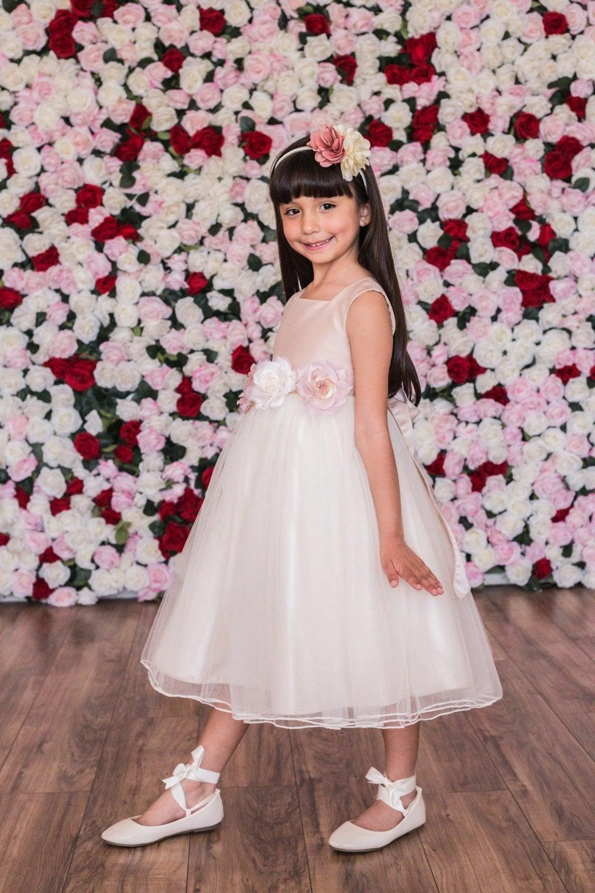 Kids Dream Girls Dress Vintage Rose KD428 - Elegant Floral Party Dress for Girls, Birthday, Wedding & Special Occasions