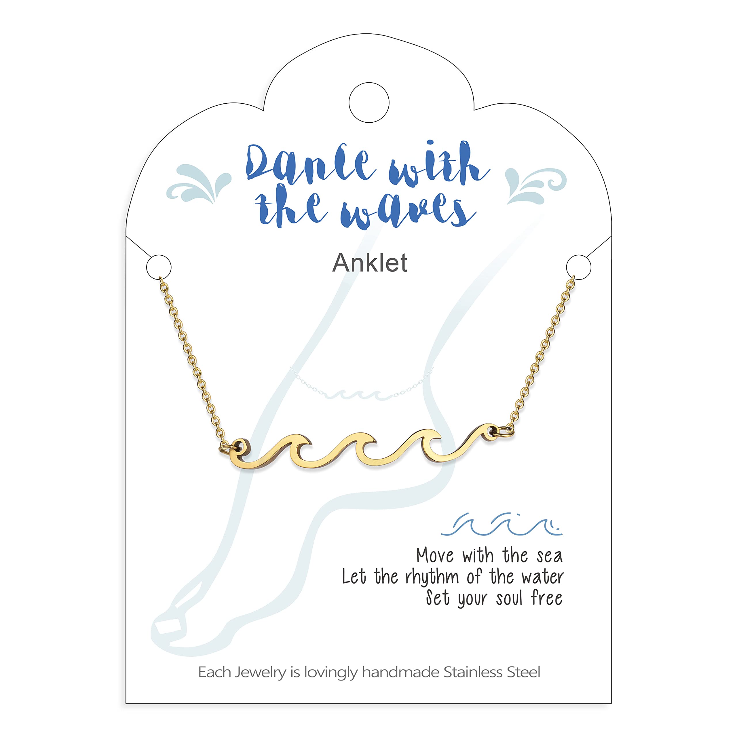 Wave Anklet for Women - Gold & Silver Plated Adjustable Boho Beach Ankle Bracelet | Ocean Wave Foot Jewelry for Summer, Birthday Gifts | Perfect for Vacations, Beach Parties & Boho Fashion