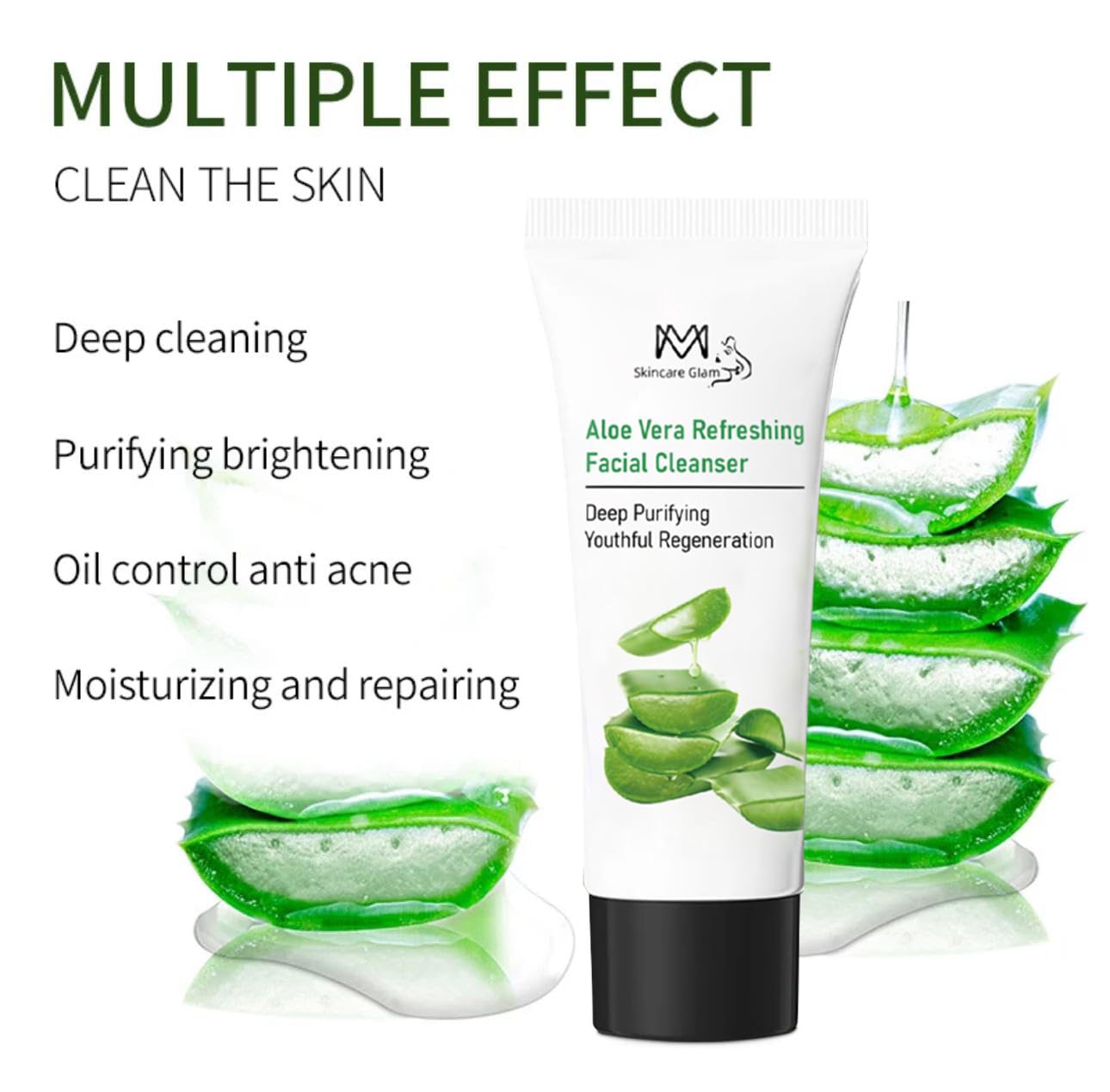 MM Natural Skincare Aloe Vera Face Wash - Deep Cleansing & Hydrating Korean Formula for Radiant Skin | Removes Impurities, Controls Oil & Soothes Sensitive Skin | Anti-Aging Benefits with Organic Aloe | Perfect for Daily Skincare Routine & Post-Workout Refresh