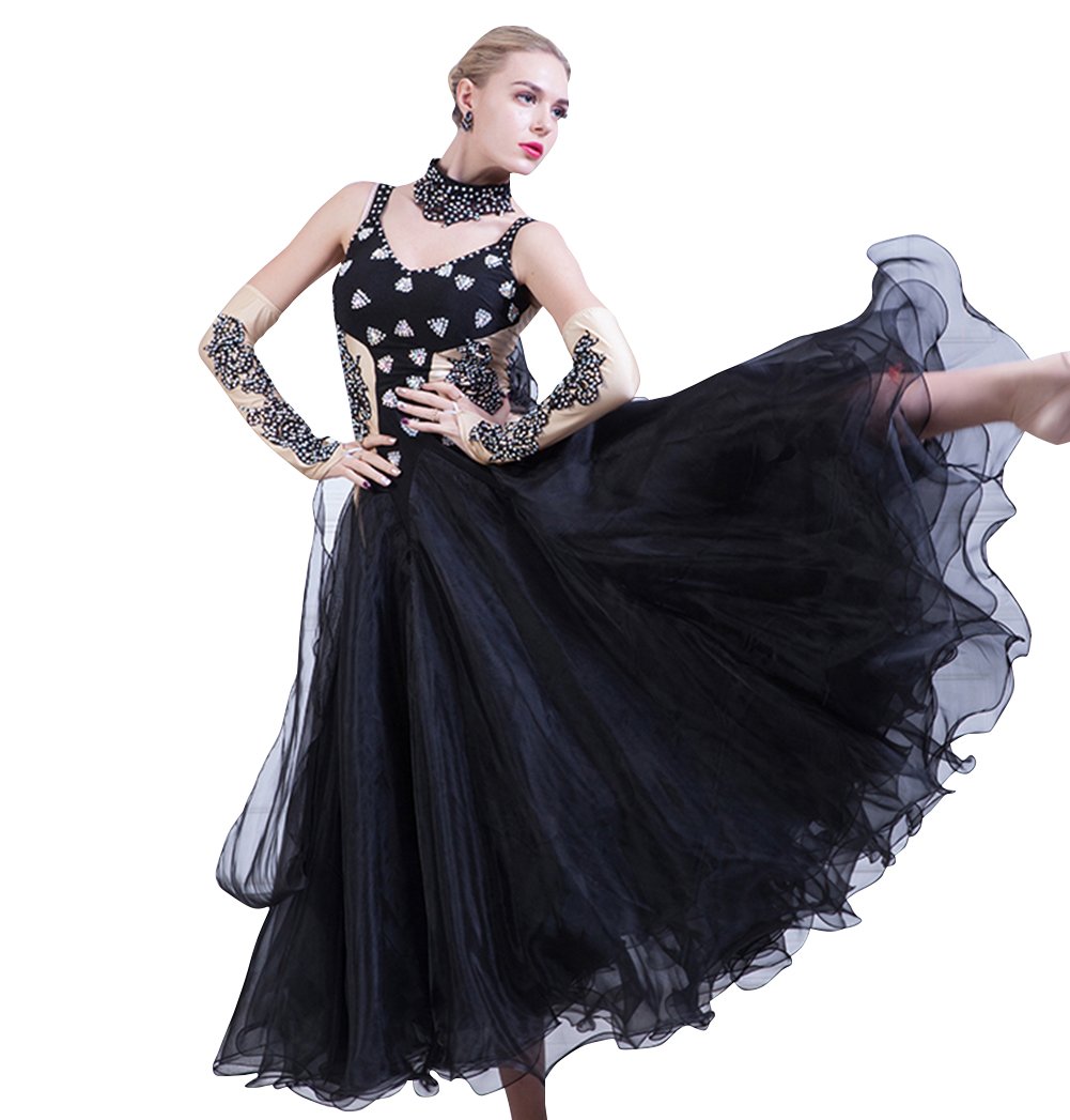 Elegant Crystal Ballroom Dance Dresses for Women - Modern Waltz & Foxtrot Competition Gowns - Perfect for Standard Ballroom Performances & Dance Events