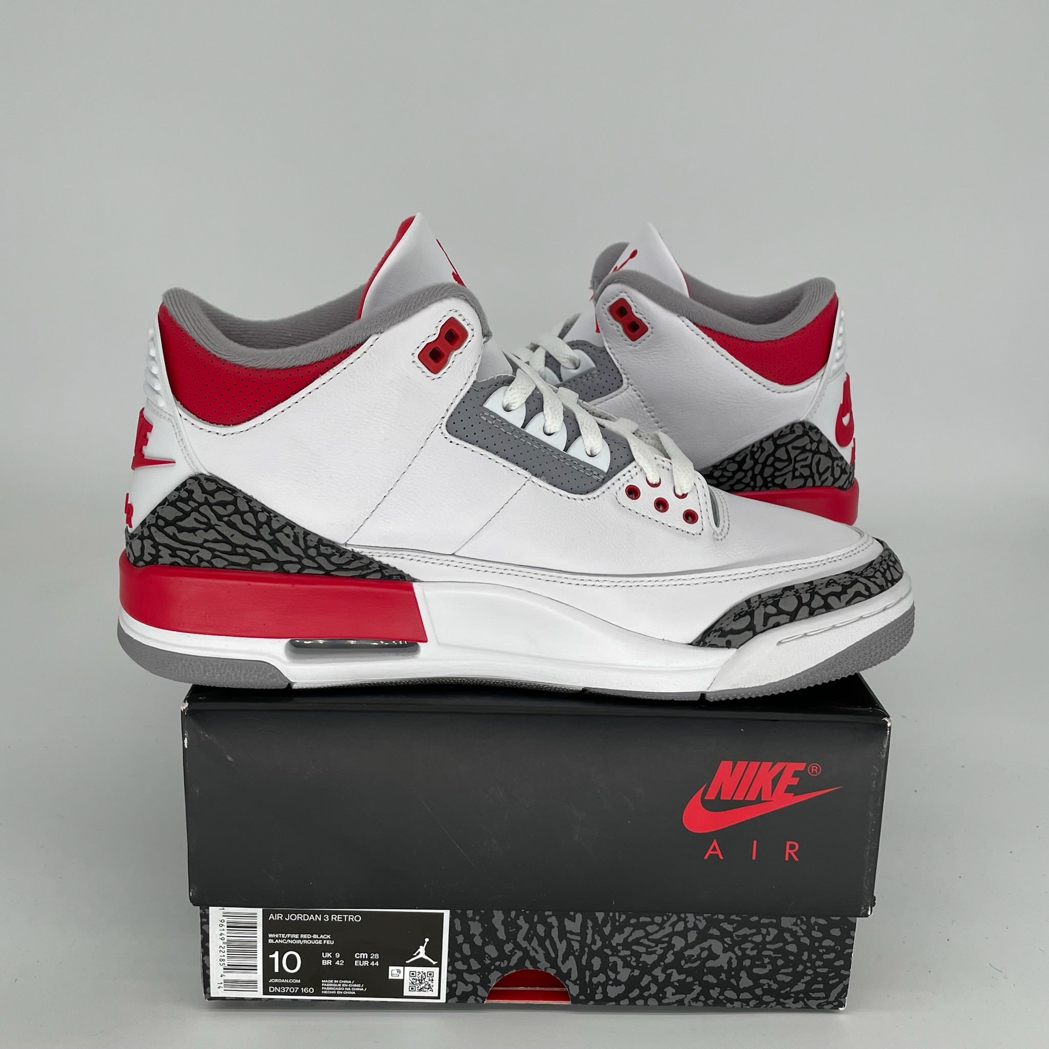 AIR JORDAN 3 Retro Fire Red Men's Basketball Shoes Size 10 DN3707-160 - Perfect for Streetwear, Sneaker Collection & Casual Wear