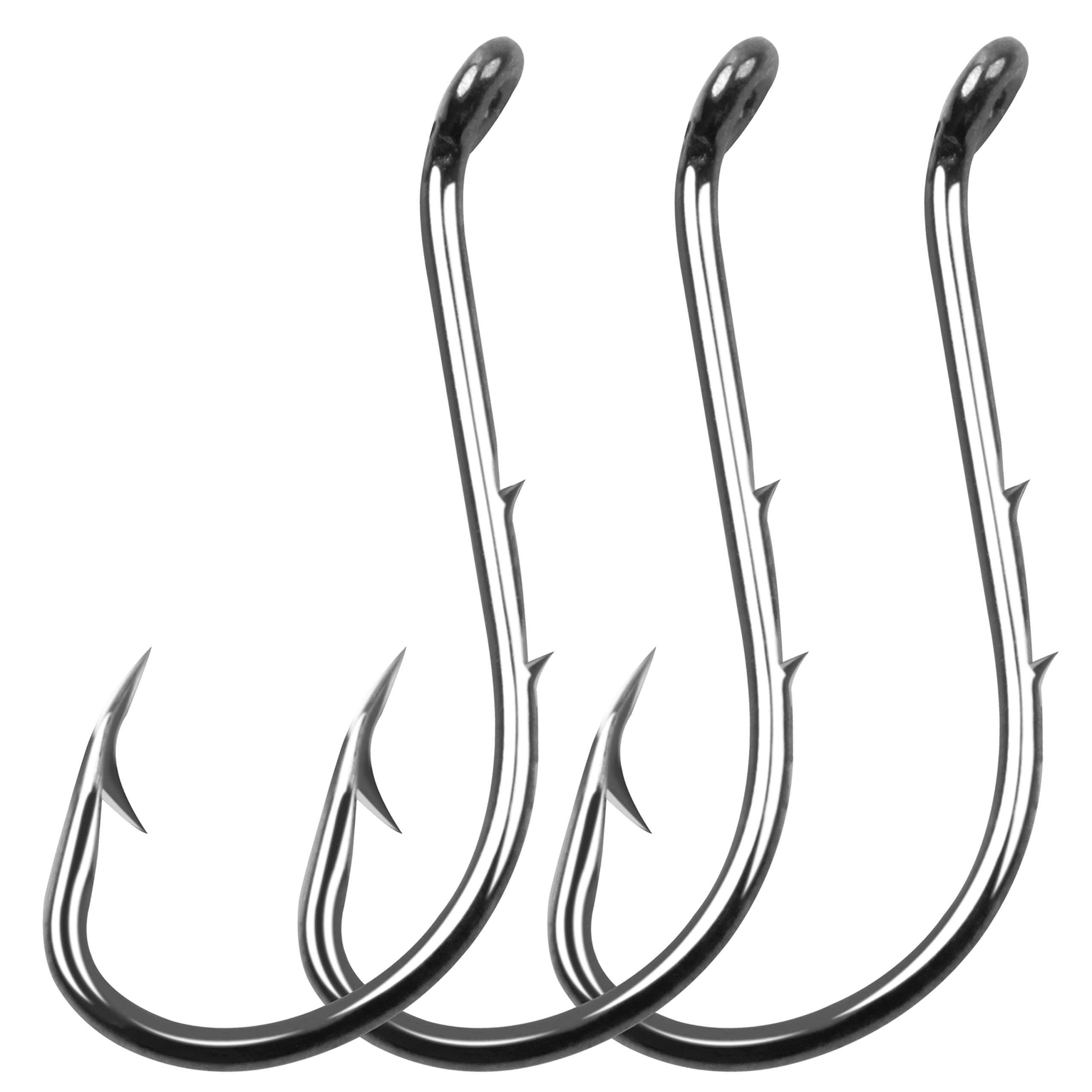 Shaddock Fishing 30-100 PCS Sharp Octopus Baitholder Hooks - High Carbon Steel Circle Jig Hooks with Black Barb for Saltwater & Freshwater Fishing - Size 8#-6/0# - Perfect for Bass, Trout, and Catfish Angling