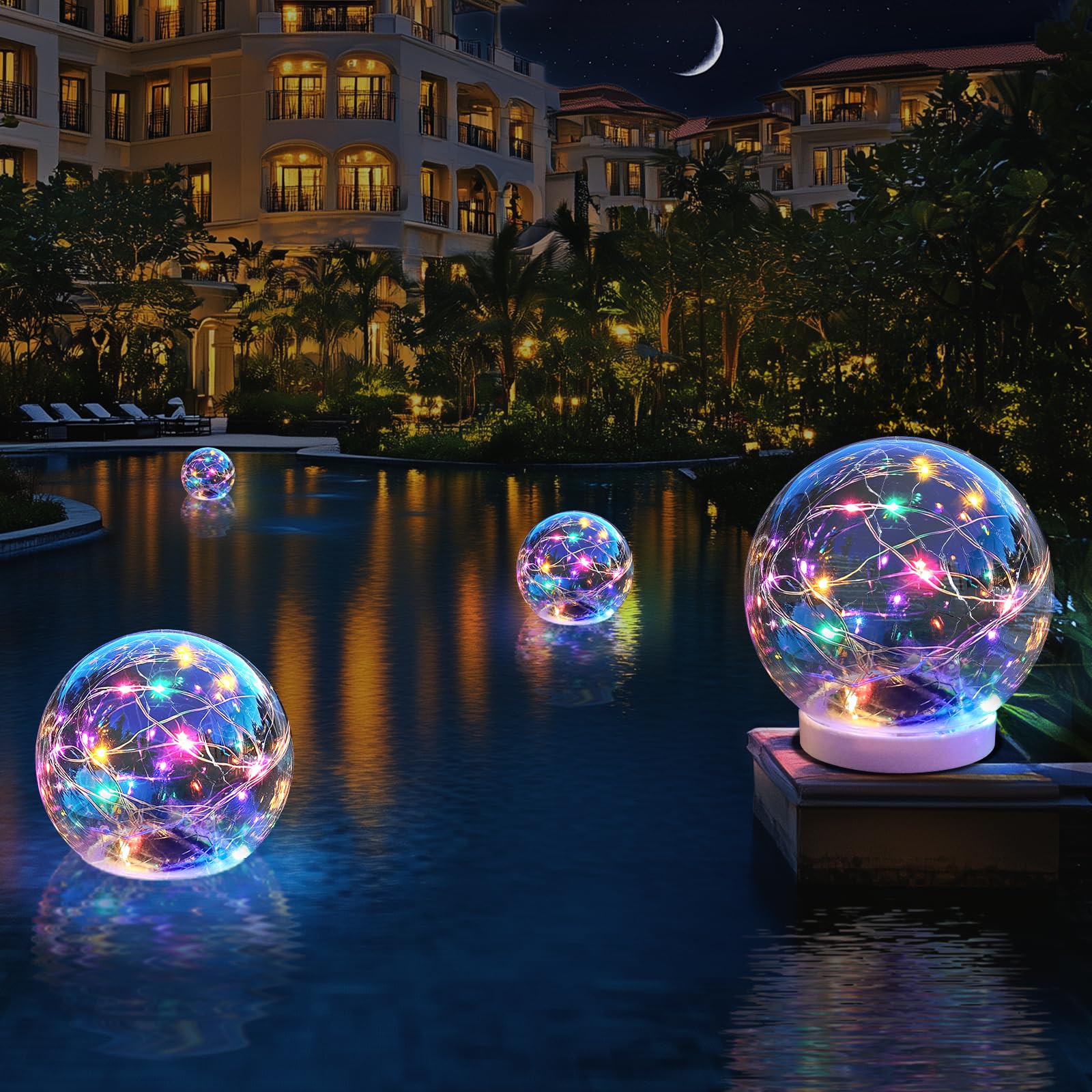 Solar Powered Floating Pool Lights - 4PCS Waterproof Color Changing LED Pool Ball Lights for Swimming Pools, Ponds & Outdoor Decor | Glow in The Dark, Energy Efficient & Perfect as Pool Party Gifts