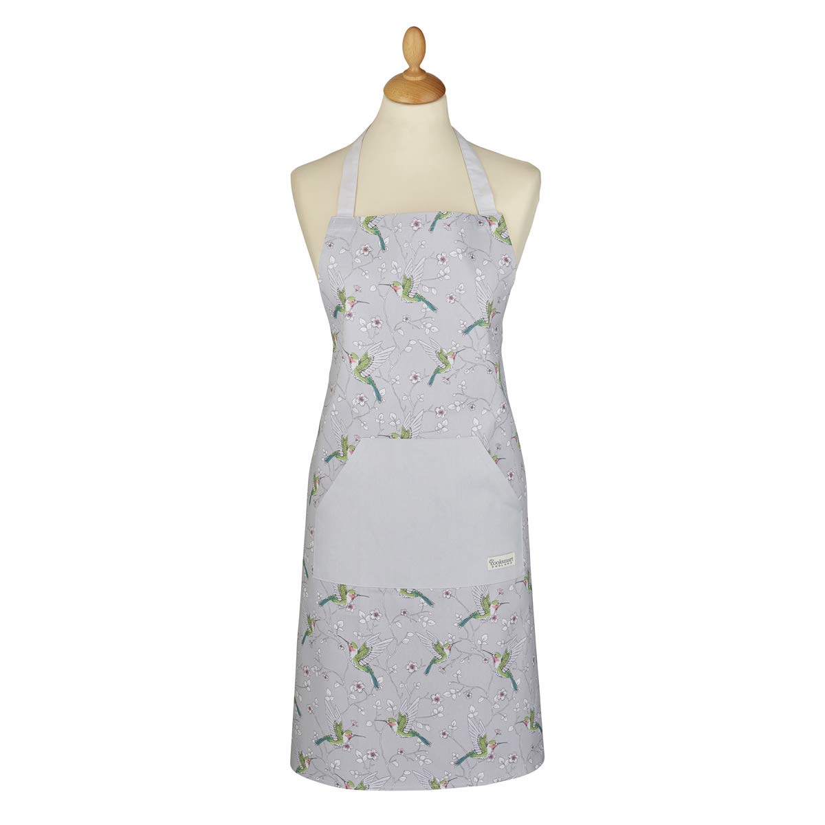 LORDS Hummingbird Apron - 100% Cotton Kitchen Cooking Apron for Women & Men - Grey Cooksmart Design - Perfect for Baking, Grilling & Home Cooking