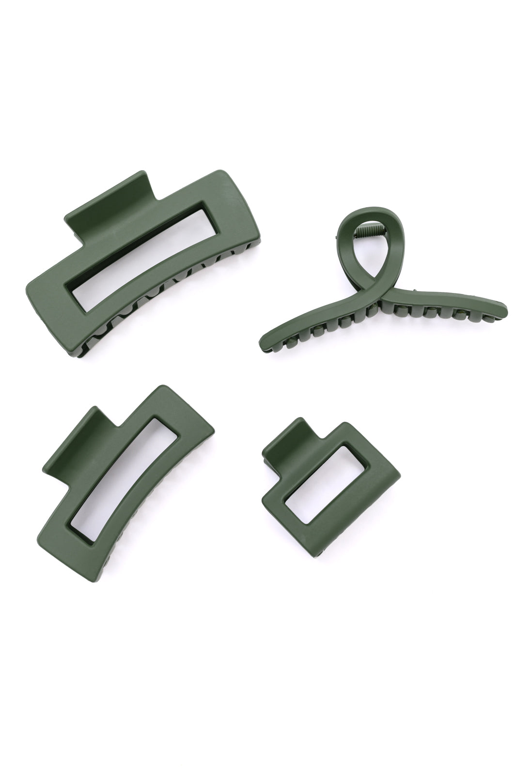 4 Pack Forest Green Hair Claw Clips for Women - Strong Hold Hair Clips for Thick Hair, Ponytail, Bun & Updos - Perfect for Work, Gym, Travel & Everyday Use
