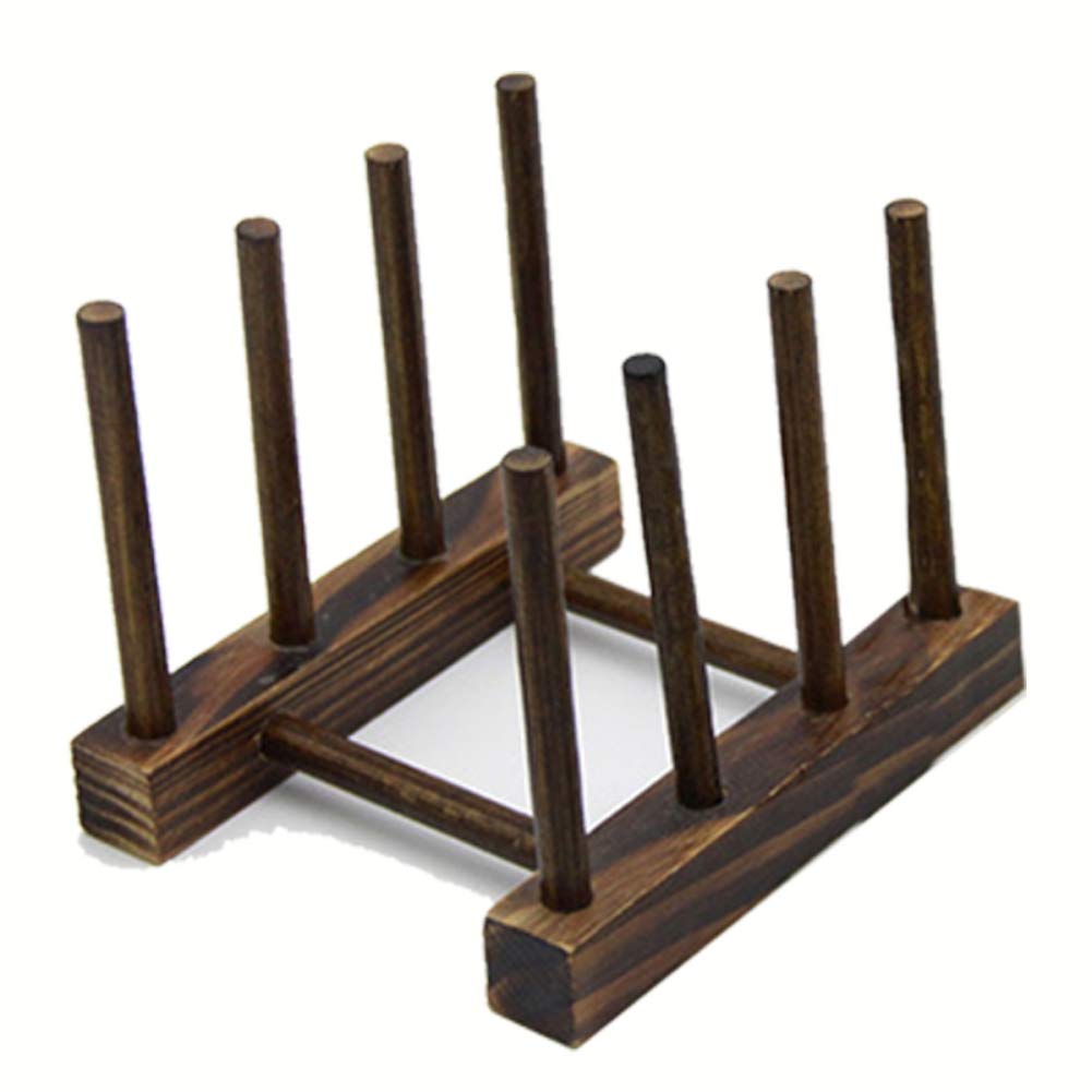 Bamboo Wooden Dish Rack - Kitchen Cabinet Organizer for Plates, Bowls, Cups & Cutting Boards | Space-Saving Drying Rack for Dishes, Pot Lids & Utensils | Perfect for Small Kitchens & Countertop Storage