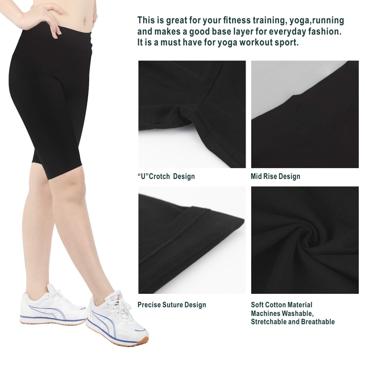 4HOW Women's High Waisted Biker Shorts - Anti-Chafing Yoga Workout Shorts with Pockets | Moisture-Wicking Spandex Underwear for Cycling, Running & Gym (Perfect for Workouts, Lounge & Travel)