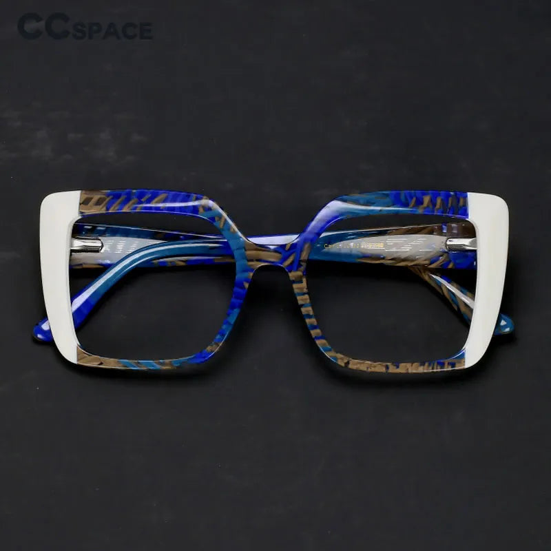 CCspace Women's Full Rim Square Acetate Reading Glasses +2.00 to +4.00 Magnification - Stylish Hyperopic Eyewear for Reading, Computer Work & Close-Up Tasks