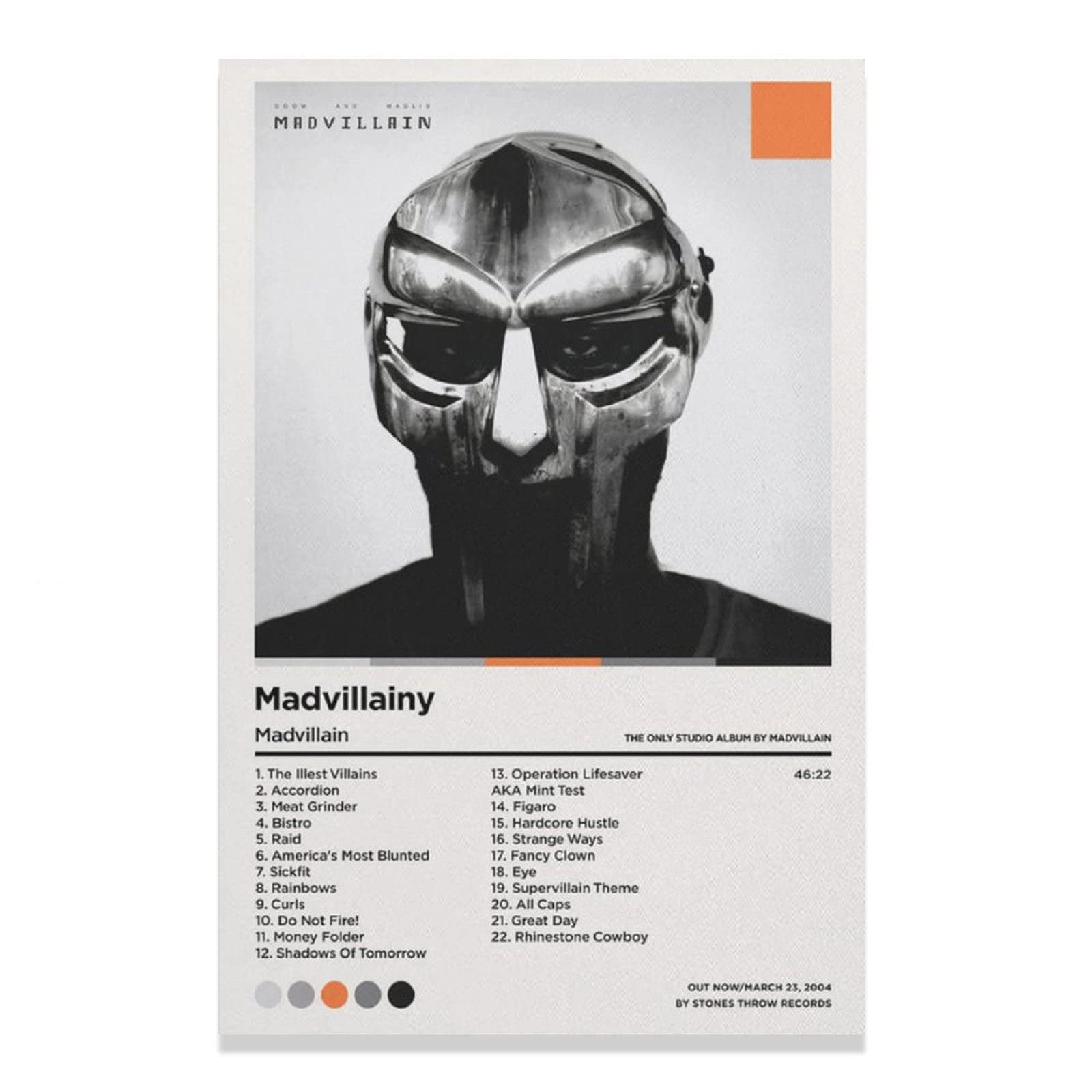 Madvillainy - Madvillain 2004 Canvas Poster - 60x90cm (24x36in) Unframed Wall Art - Hip Hop Music Decor for Bedroom, Office & Man Cave - Perfect Gift for Rap Fans & Music Lovers