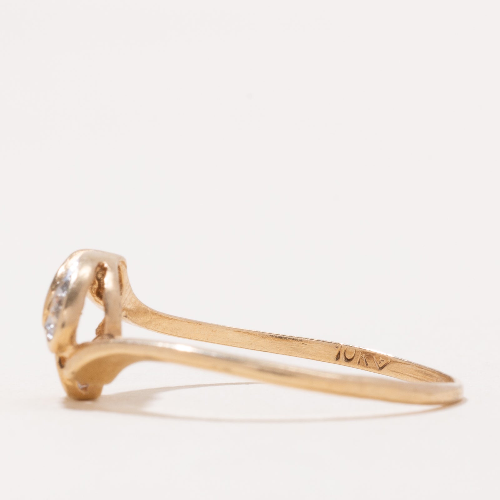 0.002ct Diamond Heart Bypass Ring - Size 8 | Elegant Promise & Engagement Jewelry for Women | Perfect for Anniversaries, Valentine's Day & Romantic Gifts