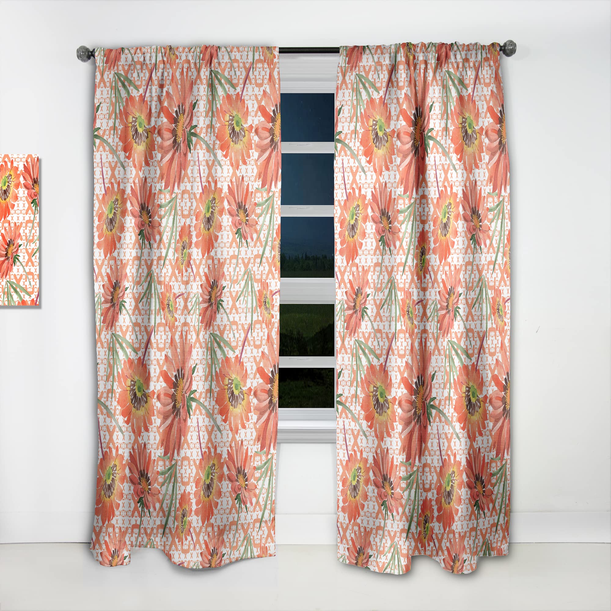 DesignQ Floral Botanical Retro I Thermal Insulated Curtains - Single Panel 52x84 - Elegant Window Treatments for Bedroom & Living Room - Perfect for Home Decor, Light Blocking & Energy Saving