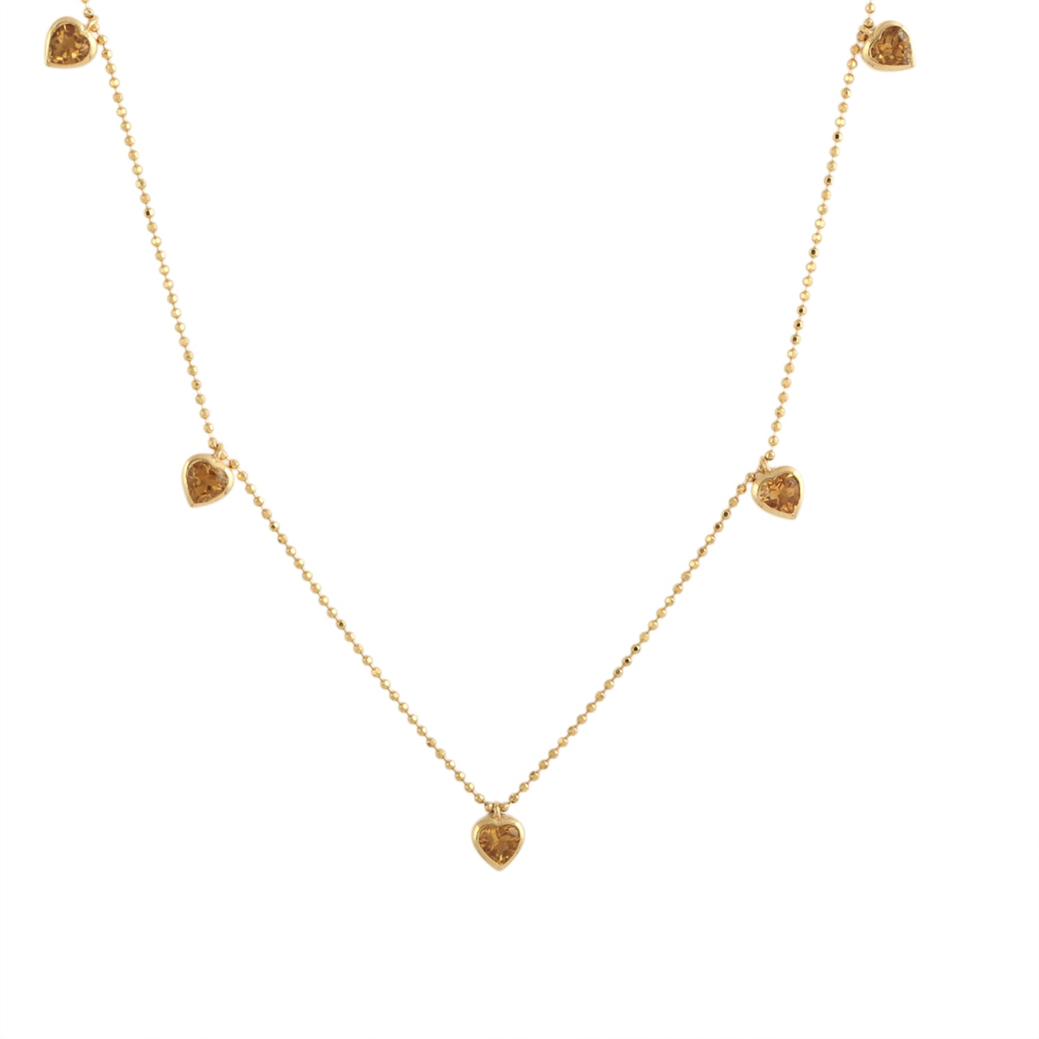 18K Yellow Gold Heart Cut Citrine November Birthstone Princess Necklace - Elegant Valentine's Day Gift for Her, Birthday Present, Anniversary Jewelry - Perfect for Romantic Occasions, Special Events & Everyday Wear