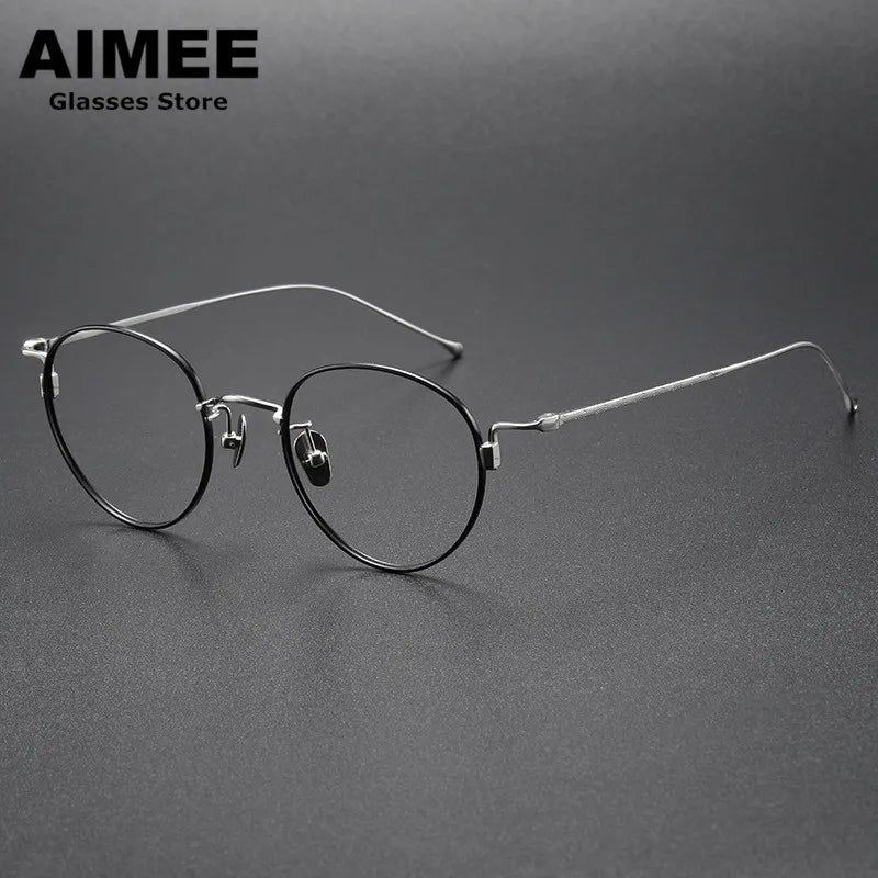 Stylish Unisex Full Rim Oval Round Titanium Eyeglasses Frame 7285 - Lightweight & Durable for Work, Reading & Everyday Wear