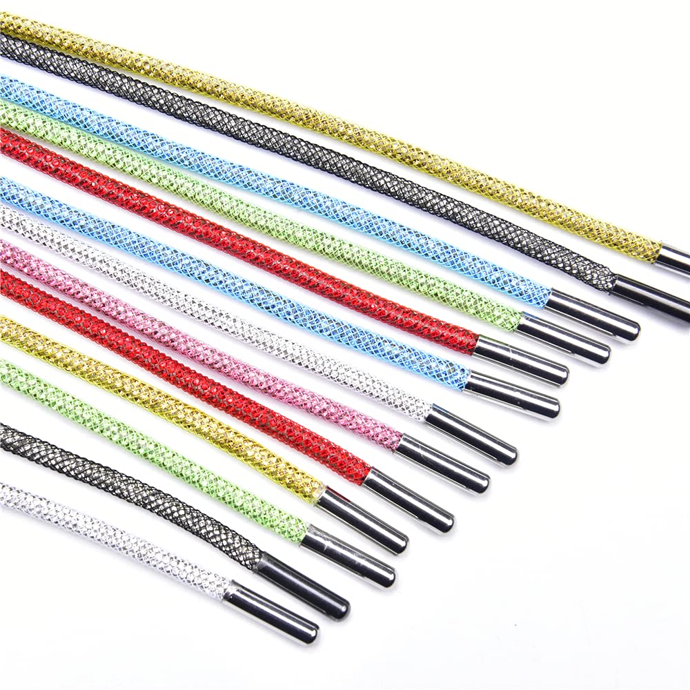 140cm Sparkling Rhinestone Shoelaces for Hoodies & Pants - Round Diamond Tube DIY Drawstring Accessories for Stylish Outfits | Perfect for Casual Wear, DIY Fashion & Garment Upgrades