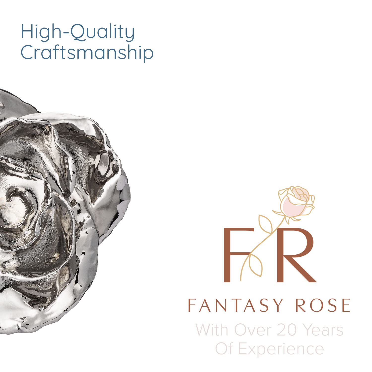 Platinum Dipped Rose - Real 11-12 Inch Preserved Rose Hand Dipped in Platinum | Luxury Gift for Anniversary, Valentine's Day & Wedding Decor