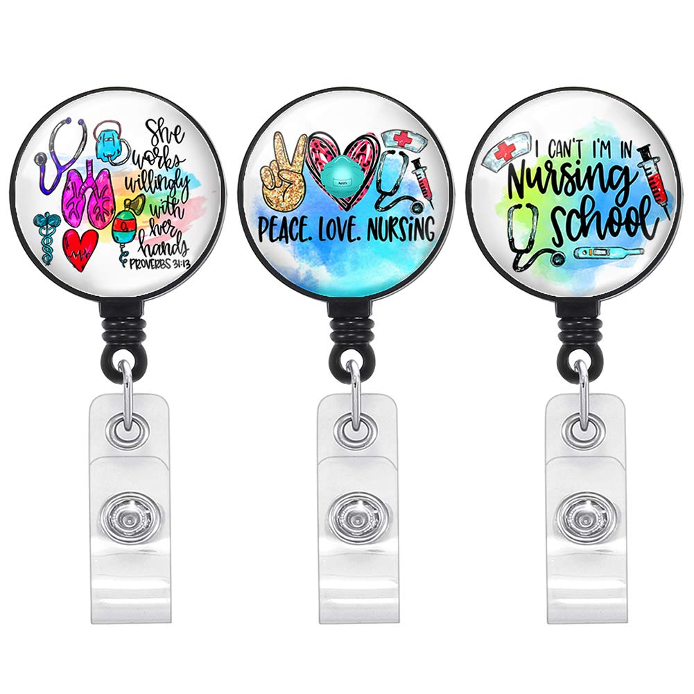 Retractable ID Badge Holder with Alligator Clip - 3 Pack Nurse Badge Reel for ID Cards & Name Tags (Blue) - Perfect for Healthcare Workers, Teachers & Office Professionals