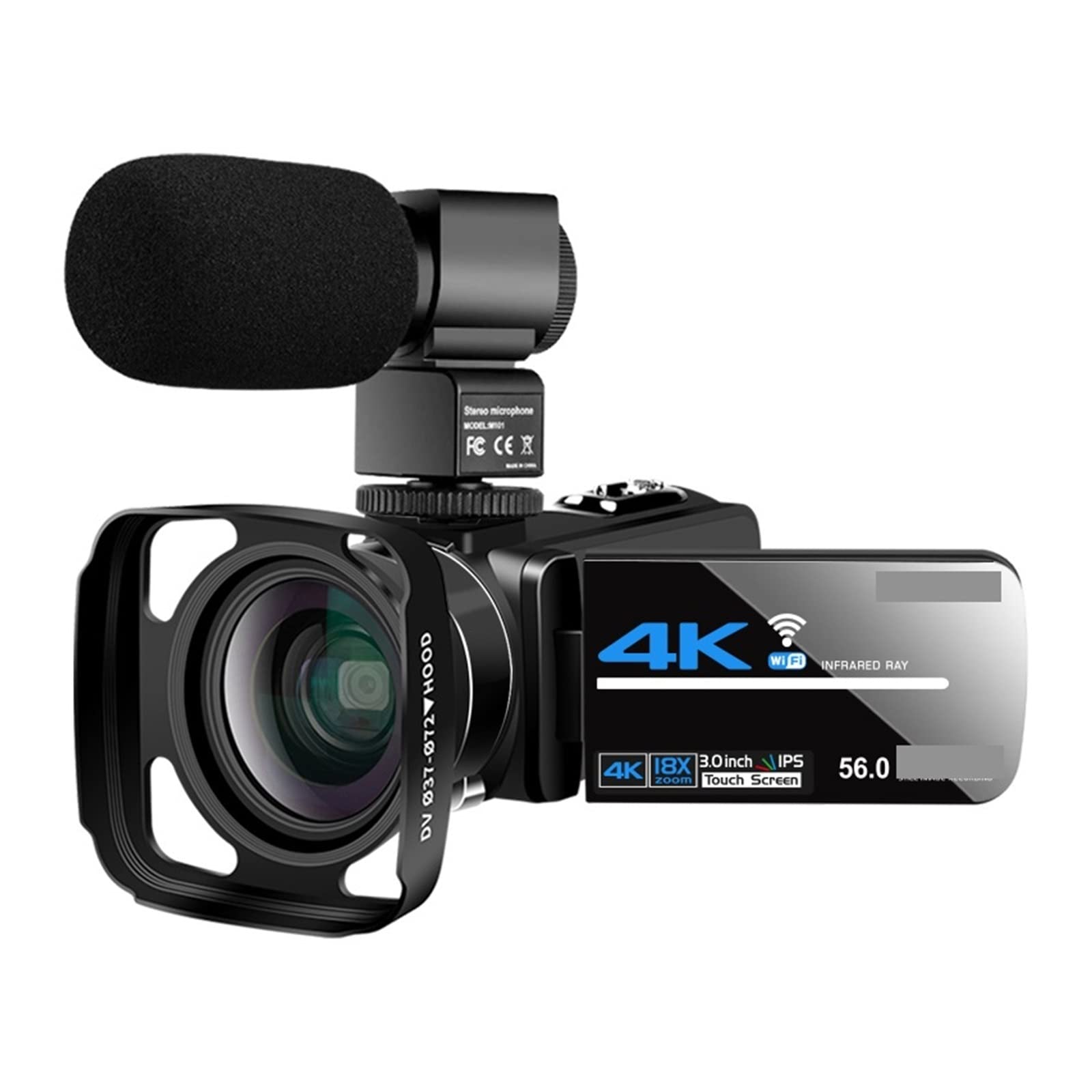 BODORME 4K Video Camera with Night Vision - 56MP Vlogging Cam for YouTube & Outdoor Shooting (32G SD Card Included)