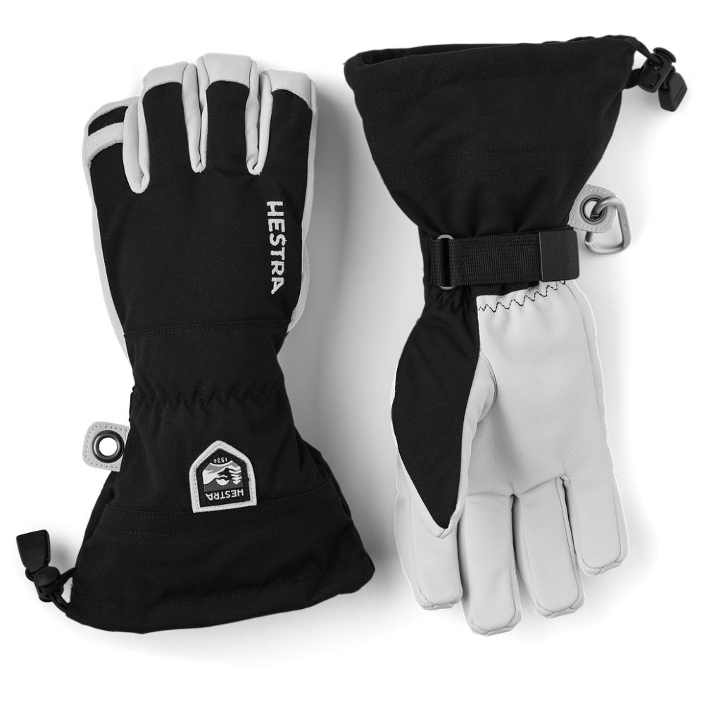 Hestra Army Leather Heli Ski Gloves for Men & Women - Premium Black Winter Gloves for Skiing, Snowboarding & Outdoor Adventures (Adult Size)