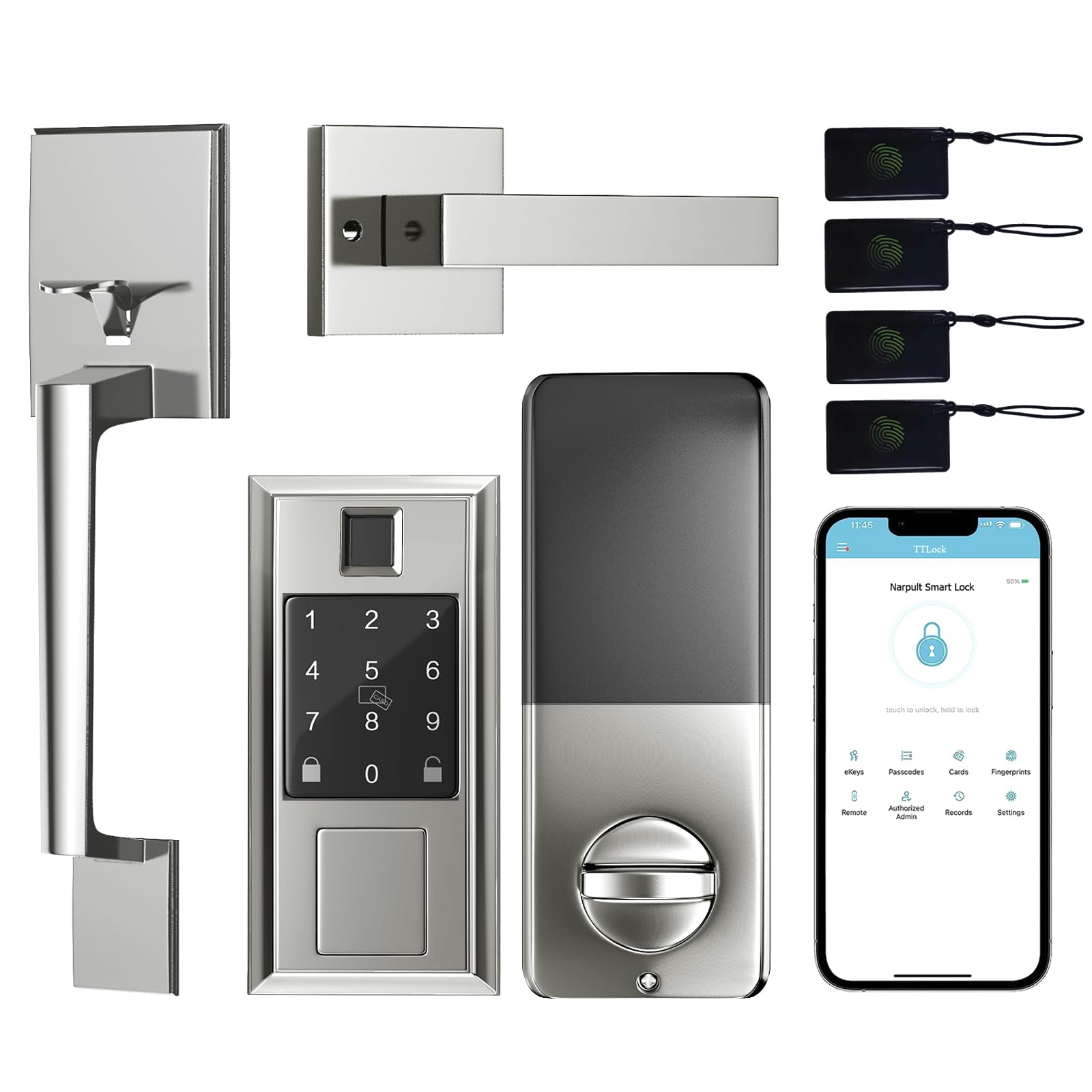 Smart Lock with Keyless Entry - Bluetooth/WiFi Control for Front Doors (Satin Nickel) | Secure Smart Home Access