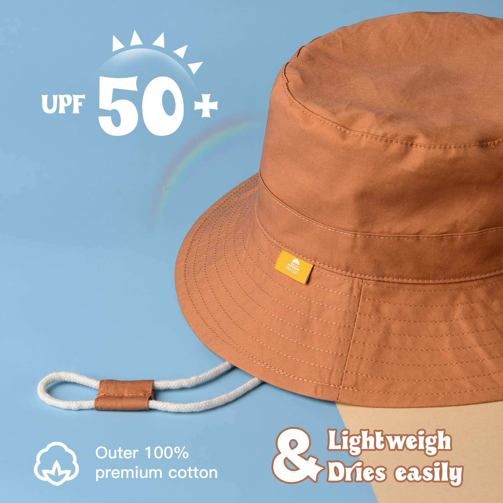 Baby Sun Hat for Boys & Girls - UPF 50+ UV Protection Summer Bucket Hat for Toddlers & Kids - Breathable Cotton Beach Hat for Outdoor, Park, and Beach Activities