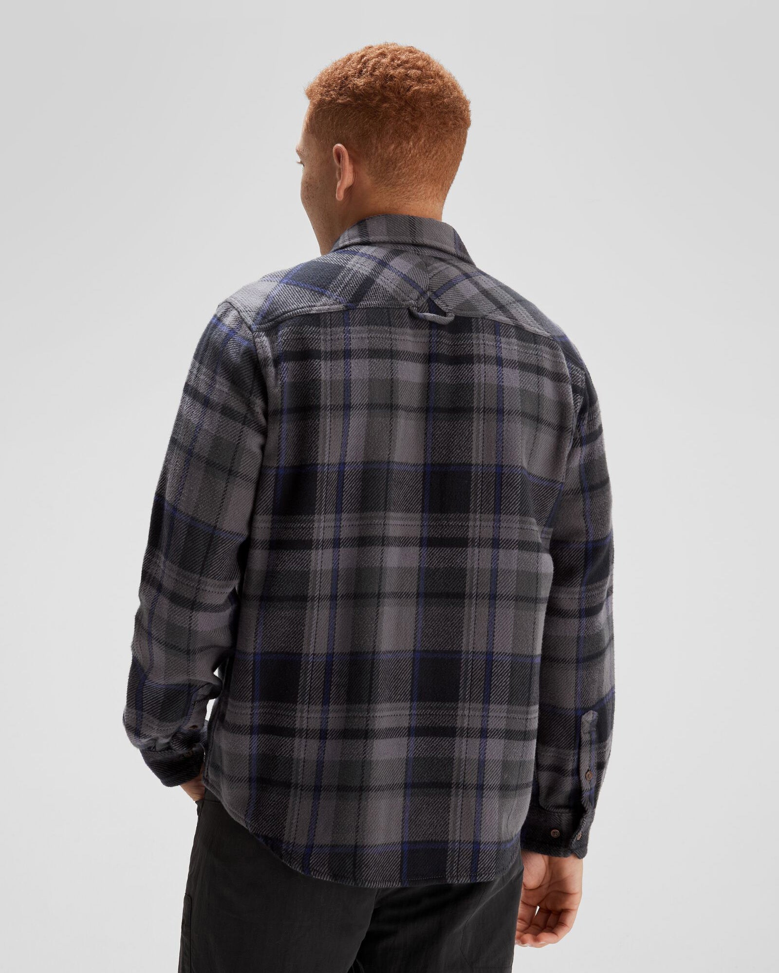Men's Huntly Long Sleeve Plaid Shirt - Charcoal Checkered Flannel Shirt for Outdoor Camping & Casual Wear