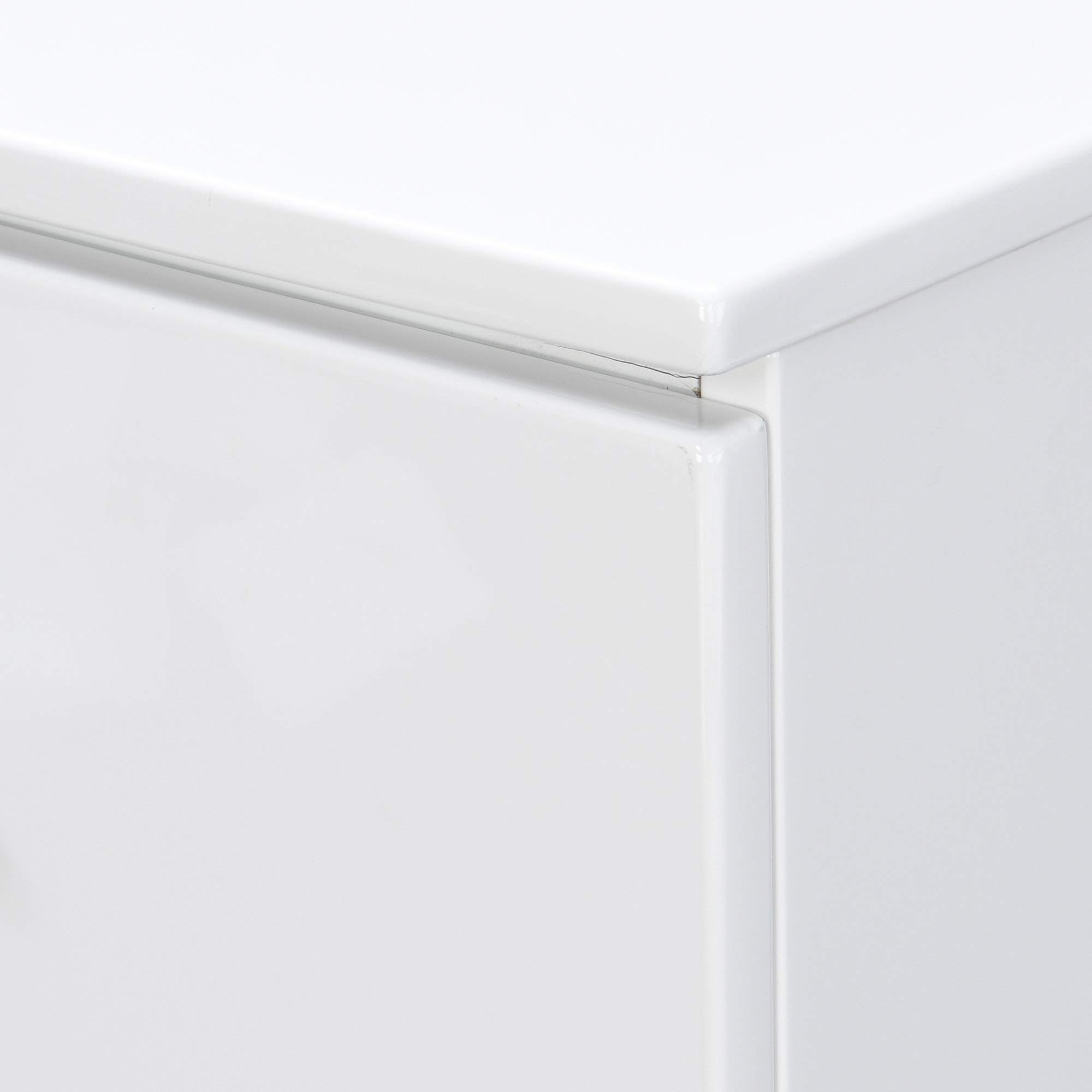 ClickDecor Hudson End Side Nightstand with 2 Drawers - White Wooden Bedroom Nightstand with Matte Chrome Handles | Perfect for Bedrooms, Guest Rooms & Small Spaces