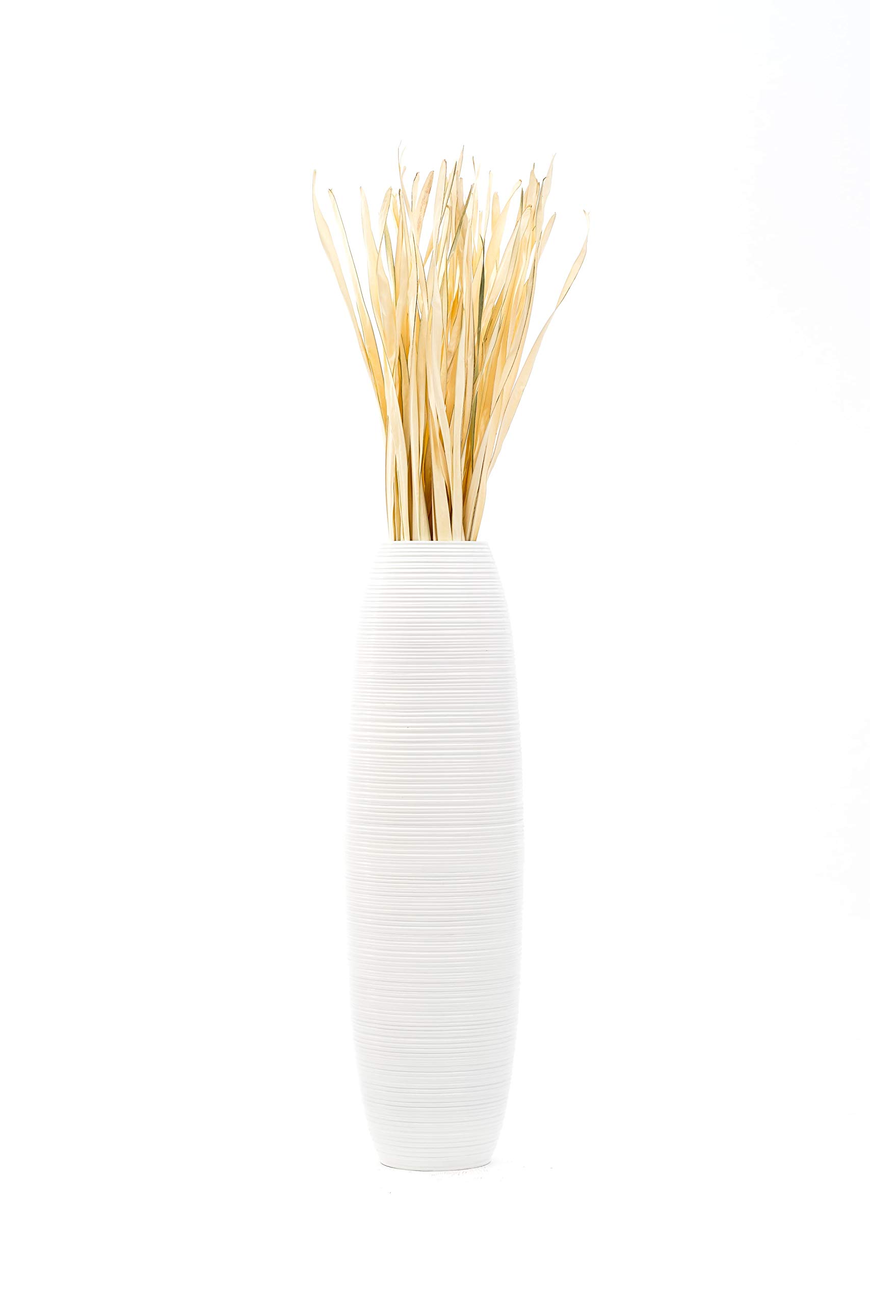 Leewadee 36 Inch Large White Wooden Floor Vase - Farmhouse Home Decor for Flowers, Fake Plants & Pampas Grass - Perfect for Living Room, Entryway & Wedding Decor