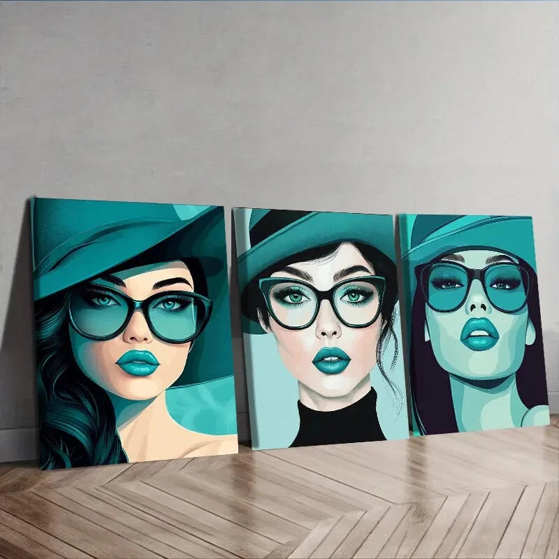 3-Piece Oval Face Pretty Girl Wall Art Set - Framed Canvas 40x60cm - High Quality Print - 100% Australian Made - Ready to Hang - Perfect for Living Room, Bedroom & Office Decor