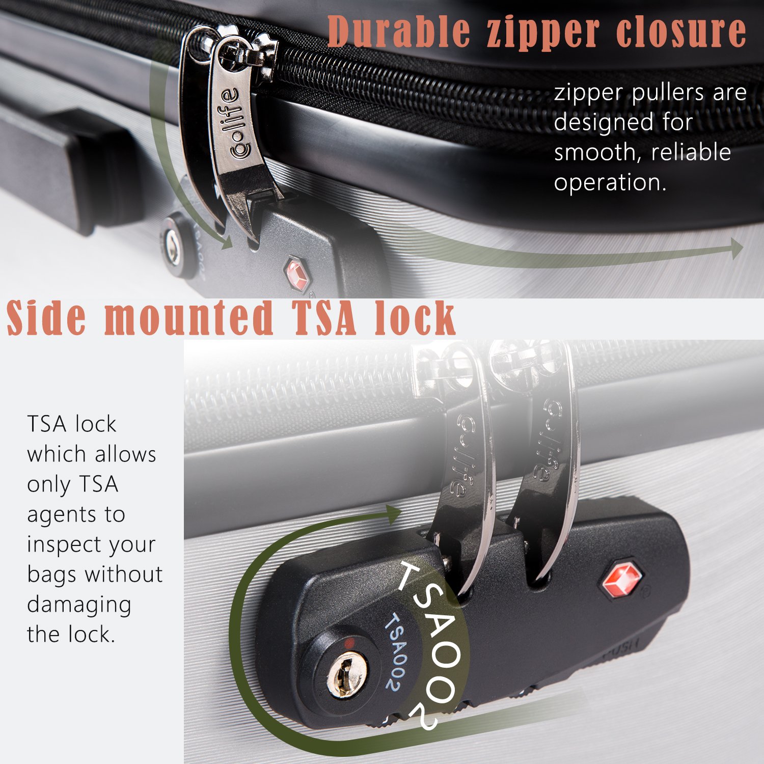 Coolife Expandable Luggage Set - 3-Piece PC+ABS Suitcases with TSA Lock & Spinner Wheels (20in, 24in, 28in) for Travel, Business Trips & Family Vacations
