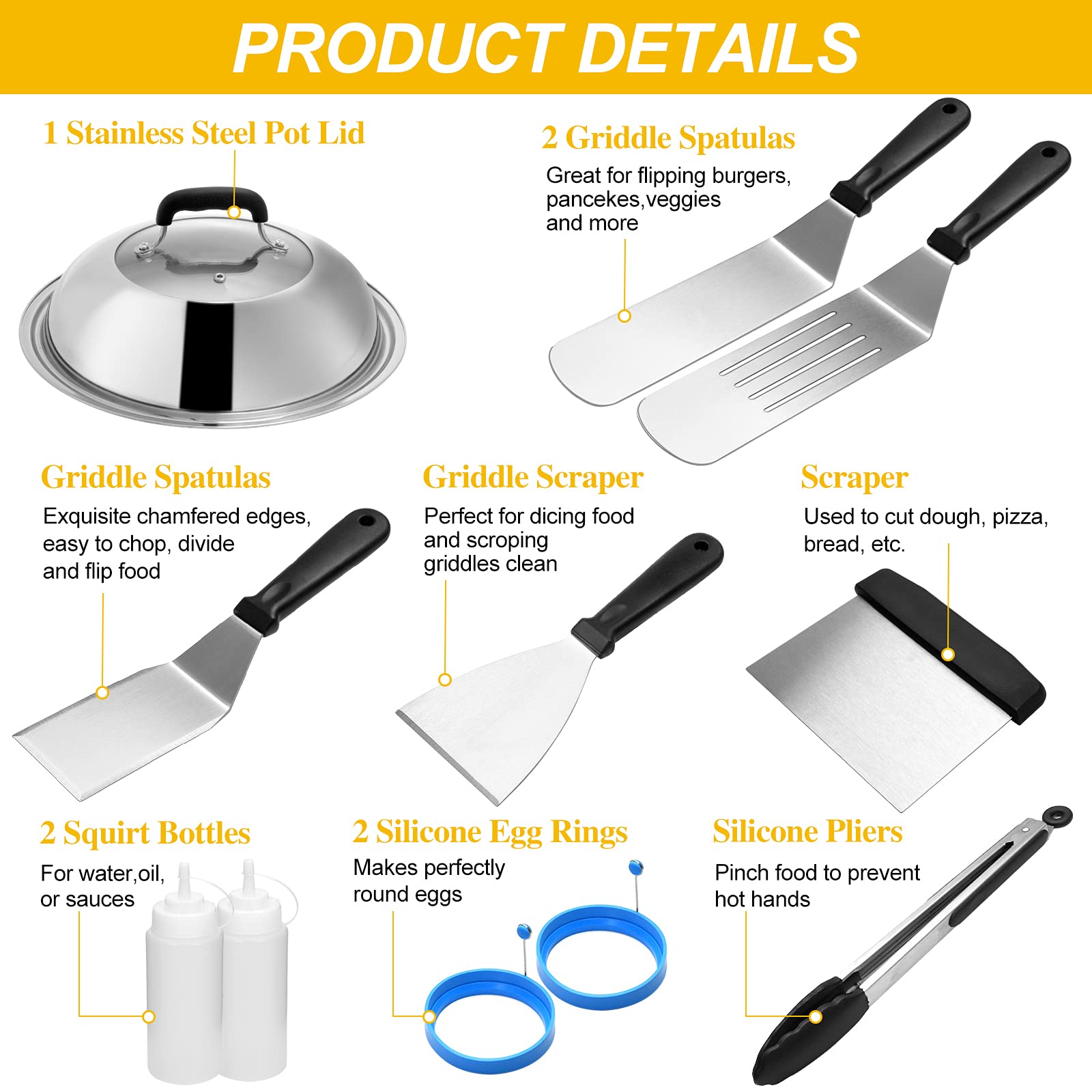 Blackstone Griddle Accessories Set - Flat Top Griddle Scraper Tool with Melting Dome for Camp Chef & Outdoor Cooking | Perfect for Backyard BBQs, Tailgating & Camping Trips