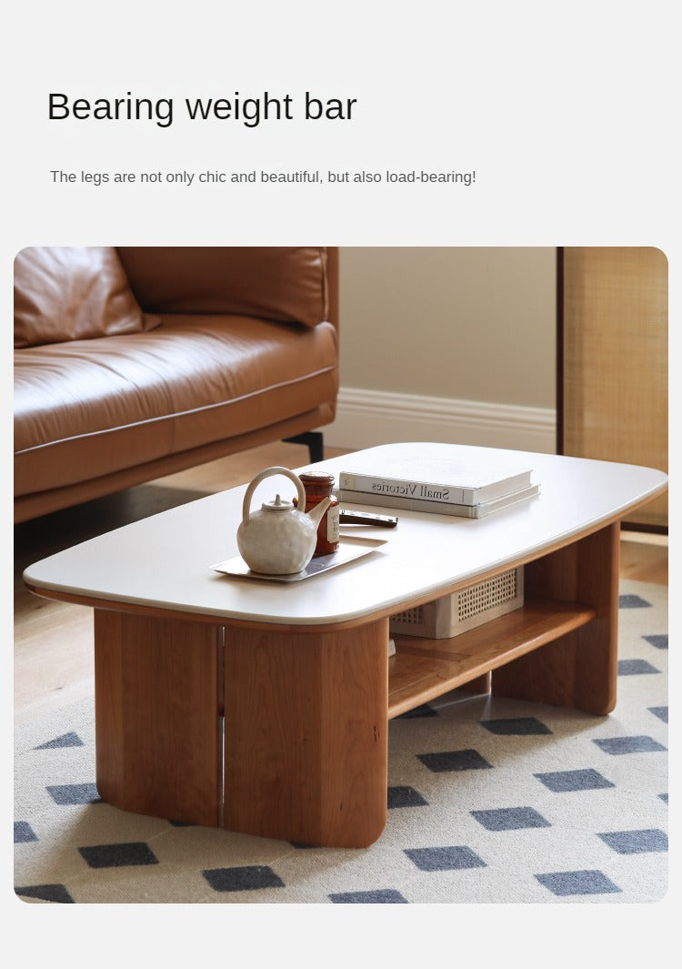 Premium Black Walnut & Cherry Solid Wood Coffee Table - Handcrafted Rustic Modern Living Room Centerpiece for Home Decor & Entertainment Spaces