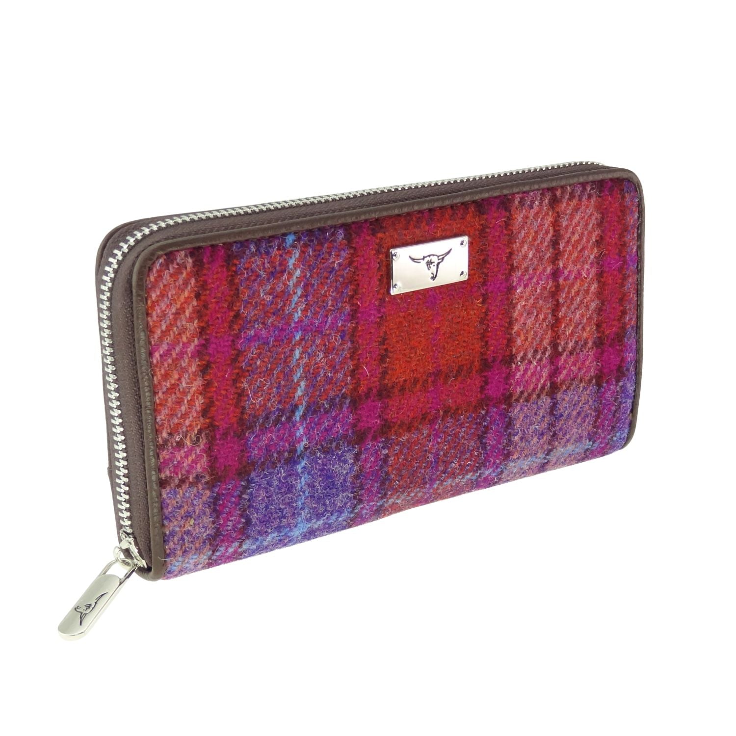Harris Tweed Long Zip Wallet for Men & Women - 22 Stylish Colors | RFID Blocking Leather Card Holder for Travel, Business & Everyday Use