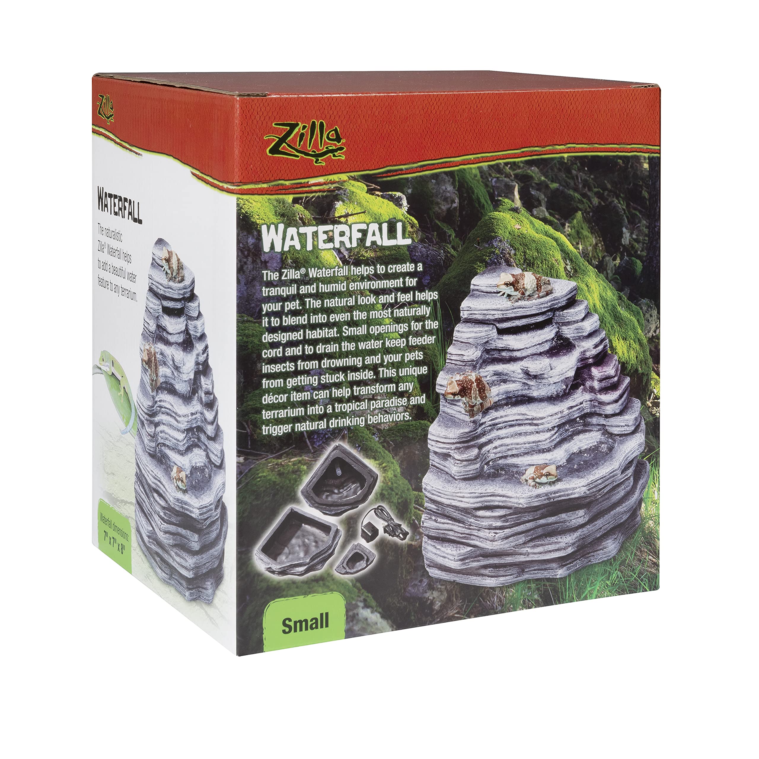 Zilla Pet Reptile Terrarium Waterfall Décor - Small Artificial Waterfall for Reptile Habitat, Terrarium Accessories for Lizards, Snakes & Amphibians - Perfect for Enhancing Natural Habitat & Hydration