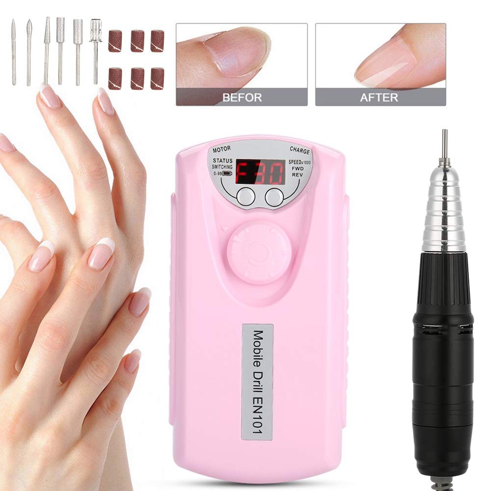 Valentine's Day Electric Nail Drill Kit - Portable Rechargeable Nail Polisher with Bits & Files for Manicure Pedicure - US Plug - Perfect for Home Salon, Nail Art & Valentine's Day Gifts