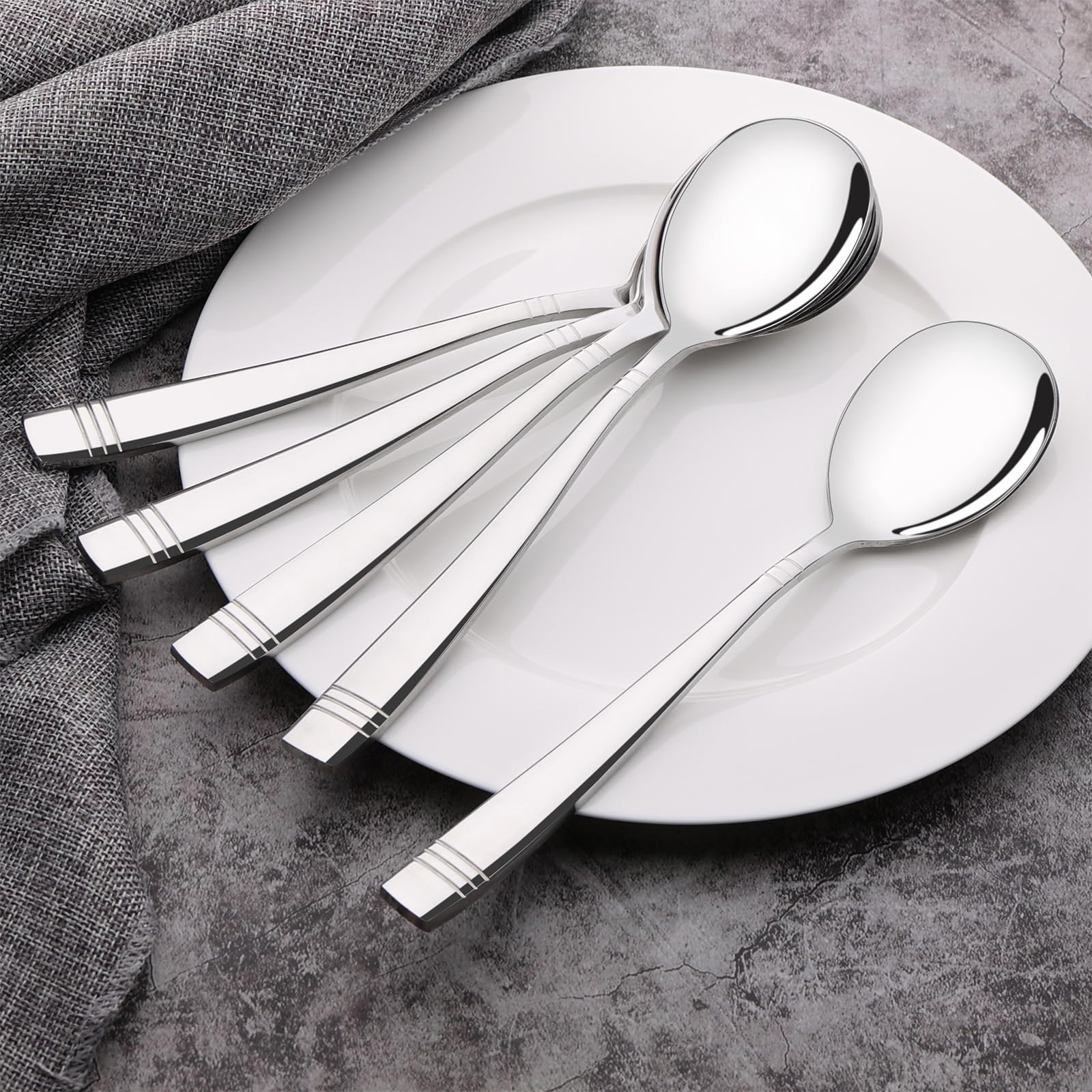 6-Piece Stainless Steel Large Serving Spoons Set - Heavy Duty Kitchen Utensils for Cooking, Buffet, Banquet & Catering - Perfect for Restaurants, Parties & Family Gatherings