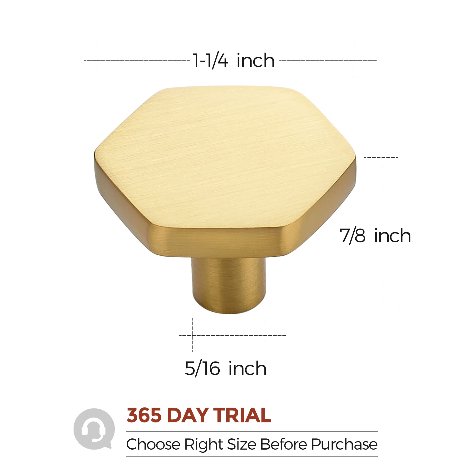 Home Expert 10-Pack Solid Gold Cabinet Knobs - Hexagon 1.1