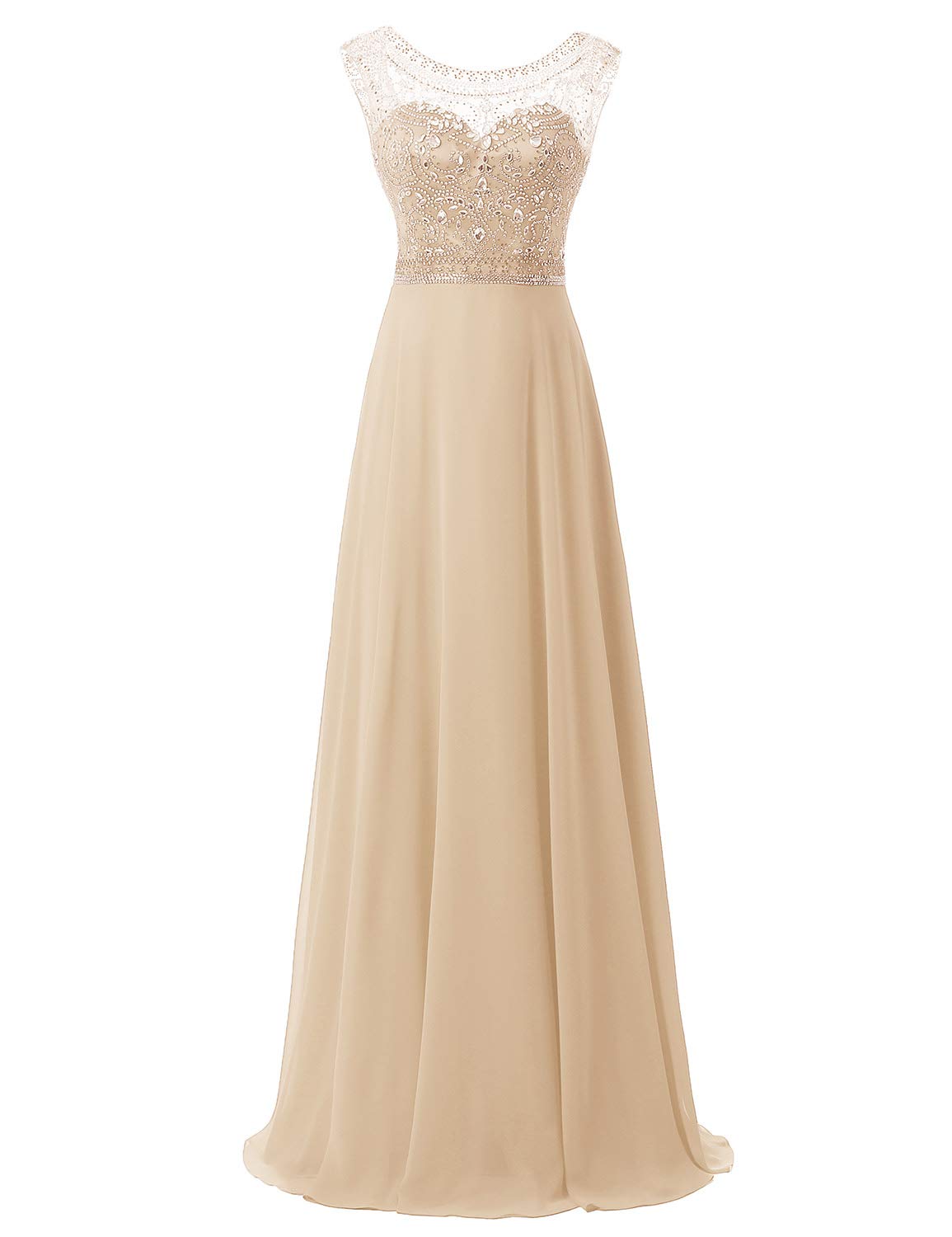 Elegant Sarahbridal Women's Long Chiffon A-line Beaded Bridesmaid Dress & Prom Gown - Perfect for Weddings, Formal Events & Special Occasions