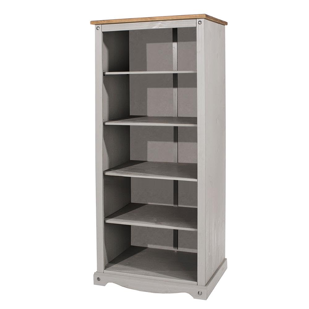 5-Shelf Wood Bookcase in Corona Gray - Stylish Storage for Books, Decor & More | Perfect for Living Room, Office & Study Spaces