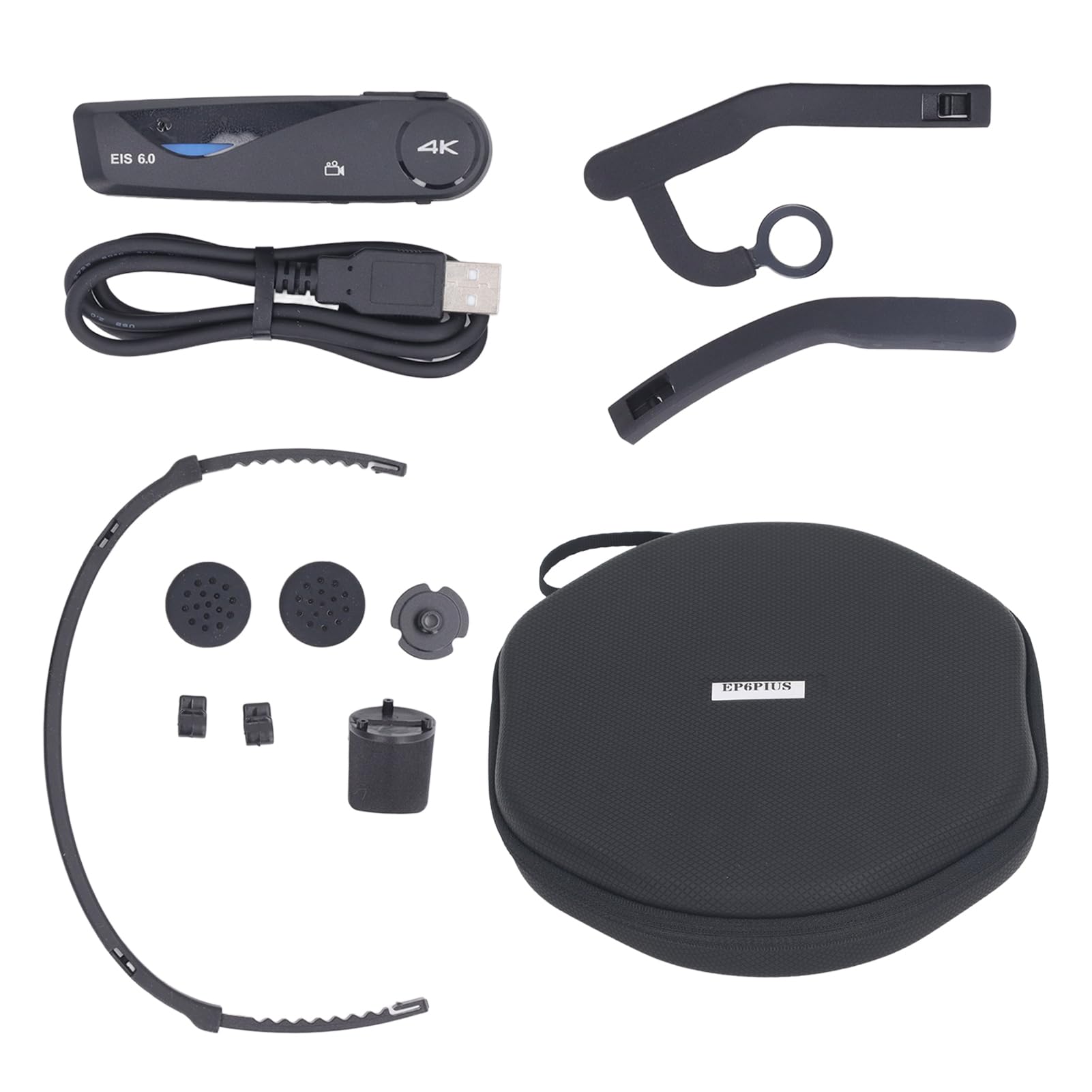 EP6 Plus Hands Free 4K Camera with Anti-Shake & Adjustable Head Mount - 130° Wide Angle Lens, 1000mAh Battery - Wearable Vlog Camera for Action Sports, Travel Vlogging & Outdoor Adventures