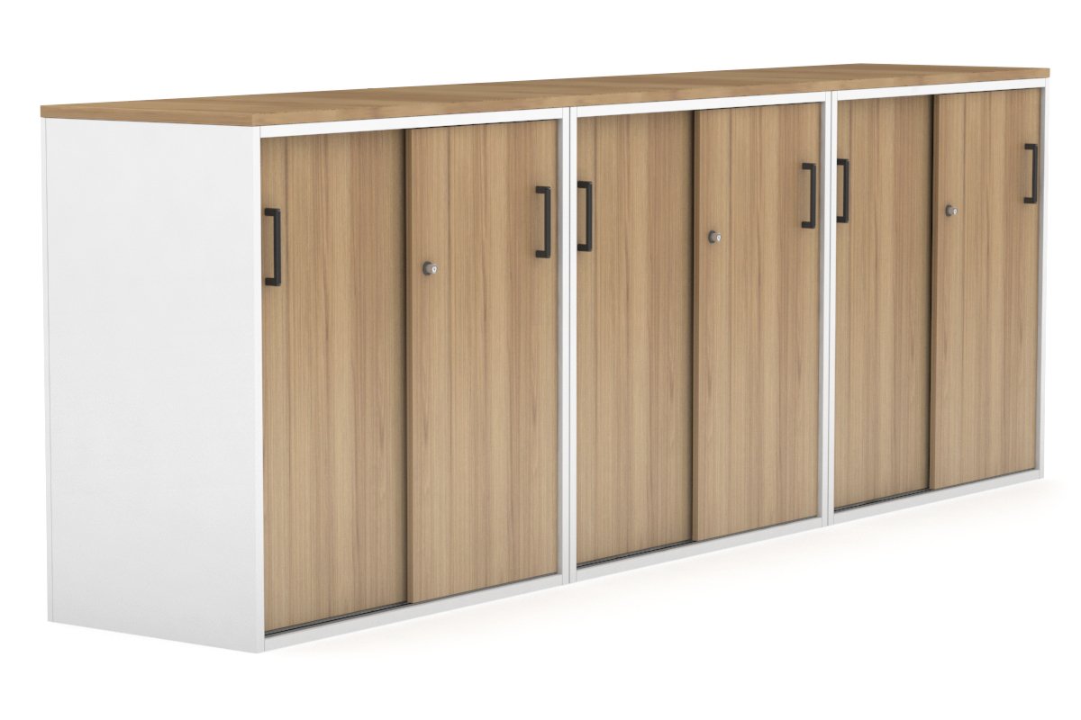 Modern 2400W x 900H x 450D Sliding Door Credenza for Office & Home - Medium Uniform Storage Cabinet with Smooth Gliding Doors - Perfect for Living Room, Bedroom or Entryway Organization