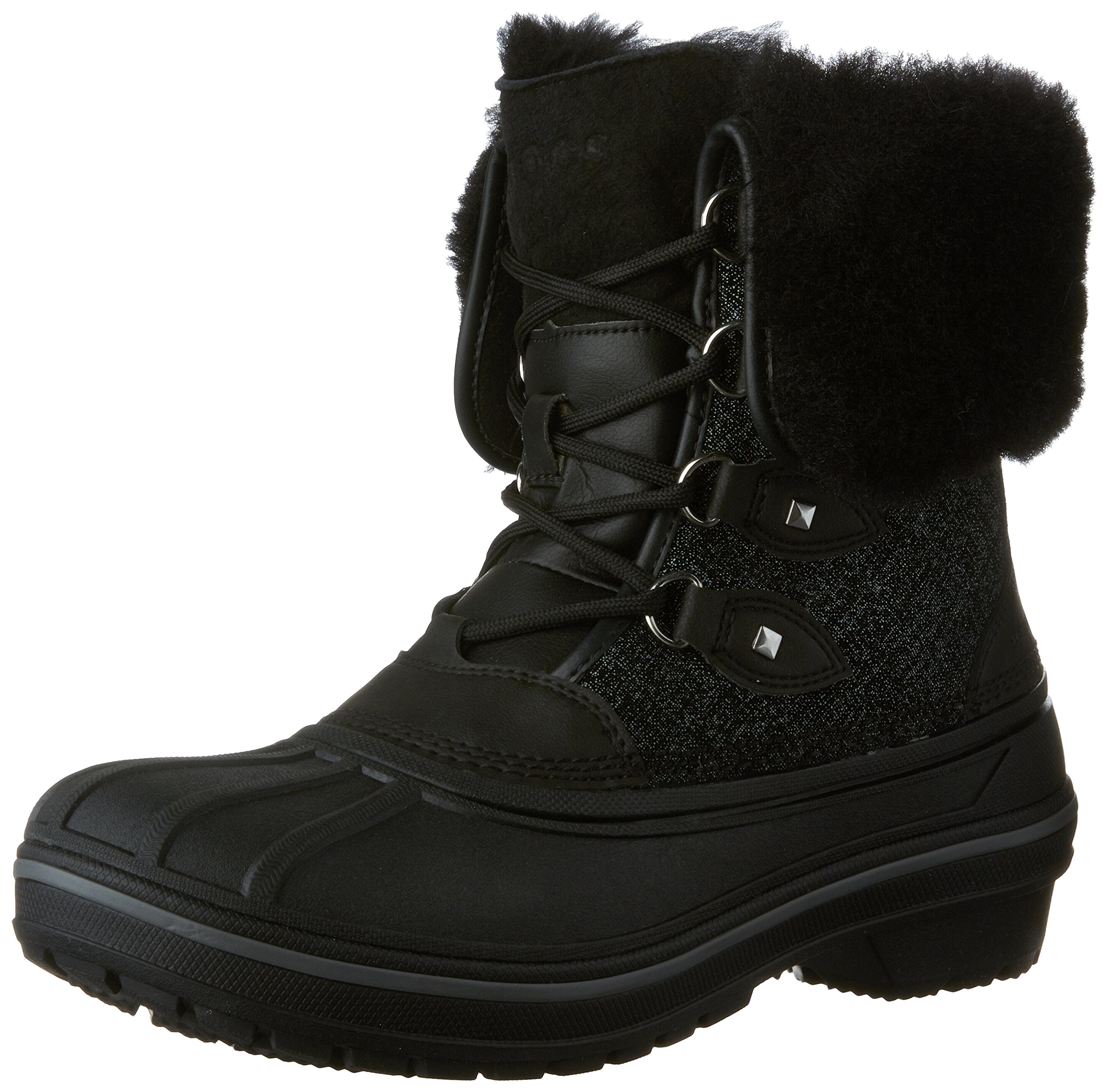 Crocs Women's AllCast II Luxe Snow Boot - Waterproof Winter Boots for Women, Black Shimmer, Size 6 M US - Perfect for Snowy Days & Cold Weather Outdoor Activities