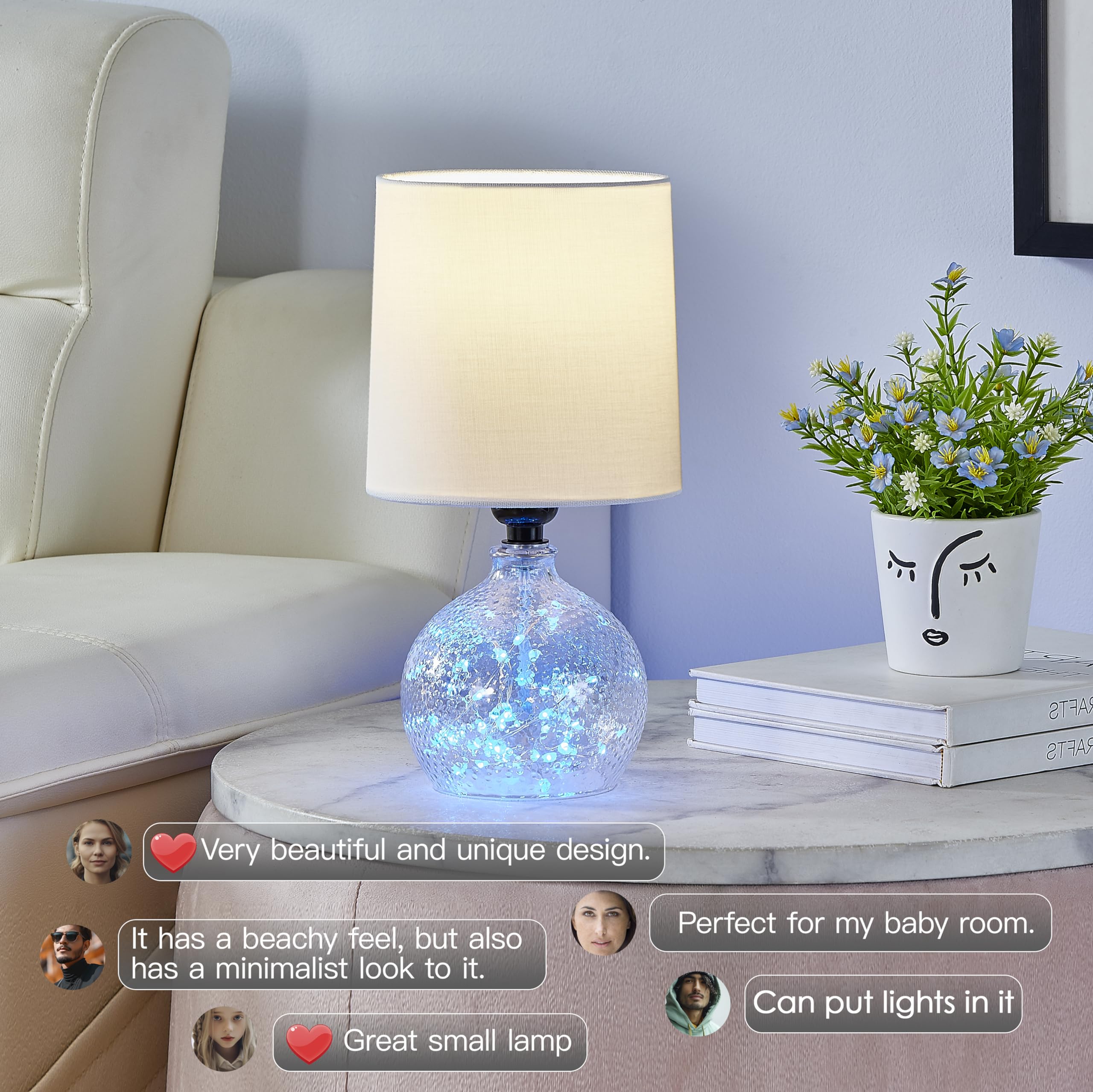 Modern Glass Table Lamps Set of 2 - 13.5