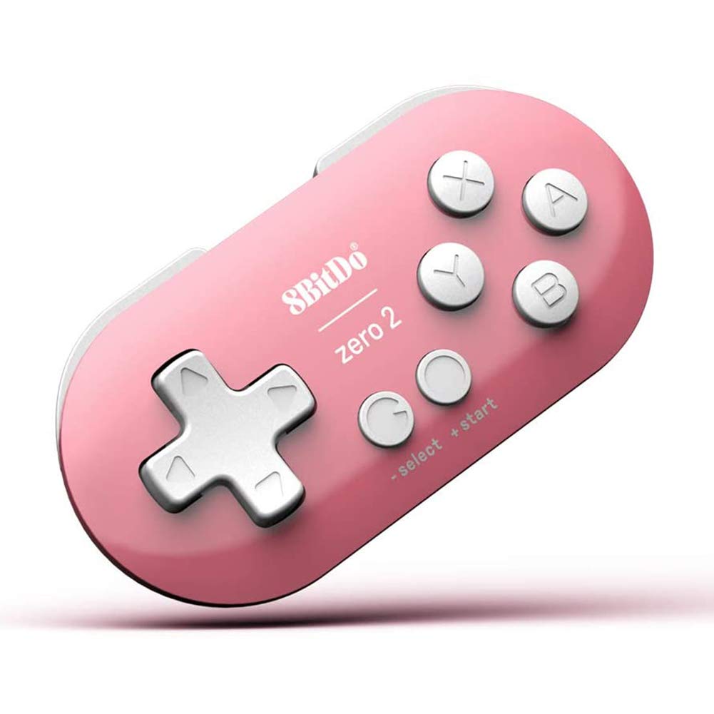 8Bitdo Zero 2 Mini Bluetooth Gamepad for Switch, Windows, Android, MacOS, Steam, Raspberry Pi (Pink) - Compact Controller for Gaming on the Go, Retro Gaming, and Multi-Platform Compatibility