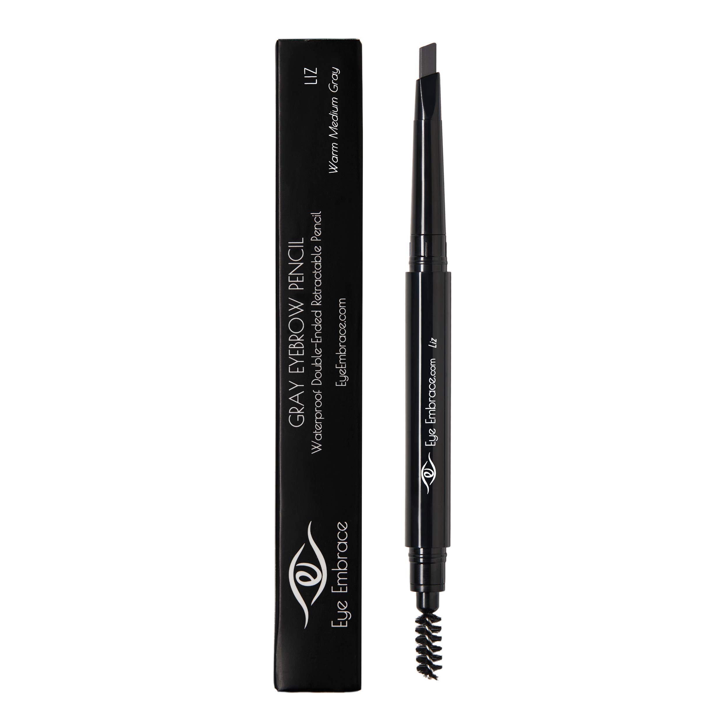 Eye Embrace Liz Warm Medium Gray Eyebrow Pencils Set - Classic Wooden Pencil & Diamond Wedge Pencil - Waterproof, Cruelty-Free, Vegan - Perfect for Natural Everyday Makeup and Professional Brow Styling