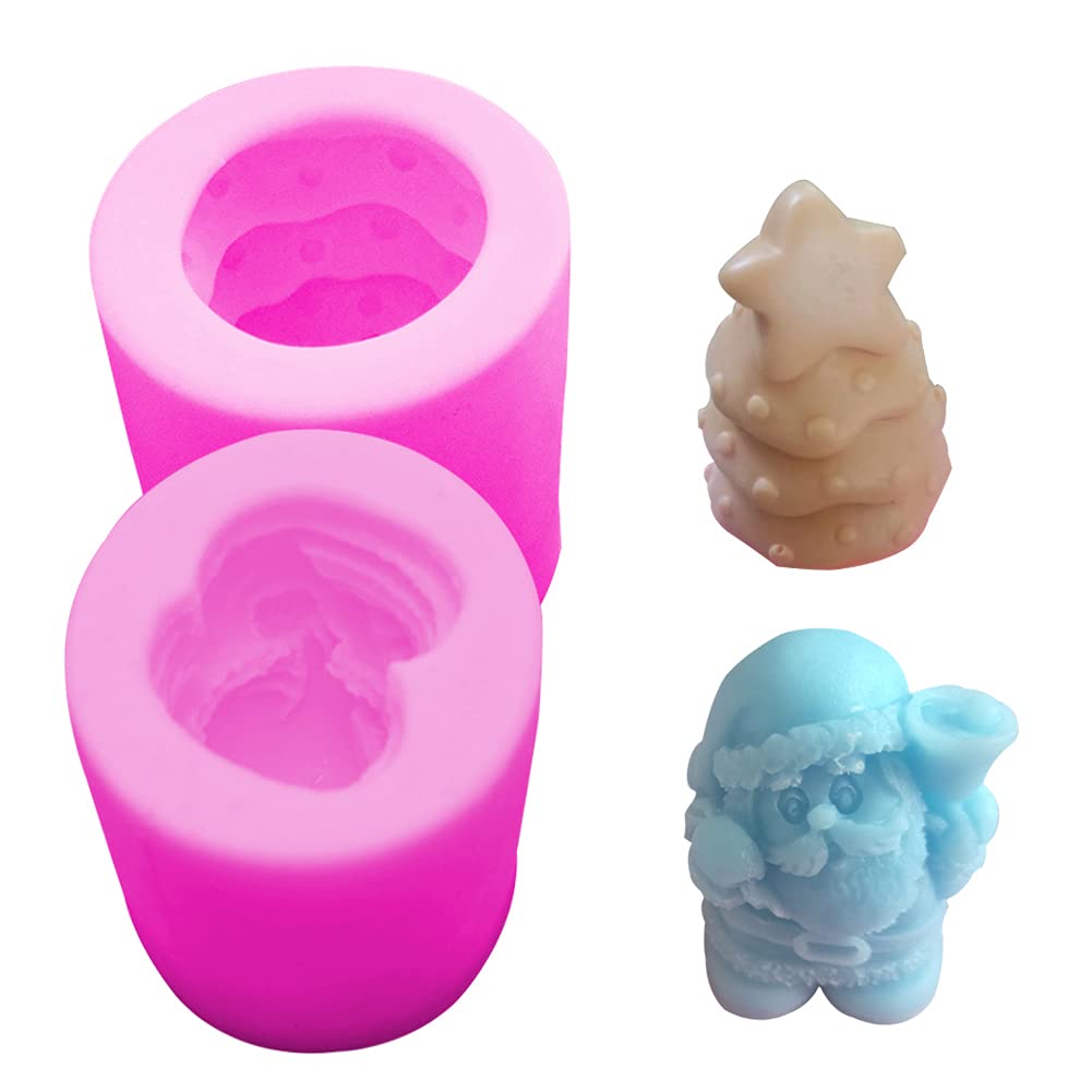 Santa Claus Christmas Tree Star Silicone Mold - DIY Fondant Cake, Handmade Soap & Clay Molds for Holiday Baking & Crafts - Perfect for Christmas Decorations, Cookie Making & Gift Giving